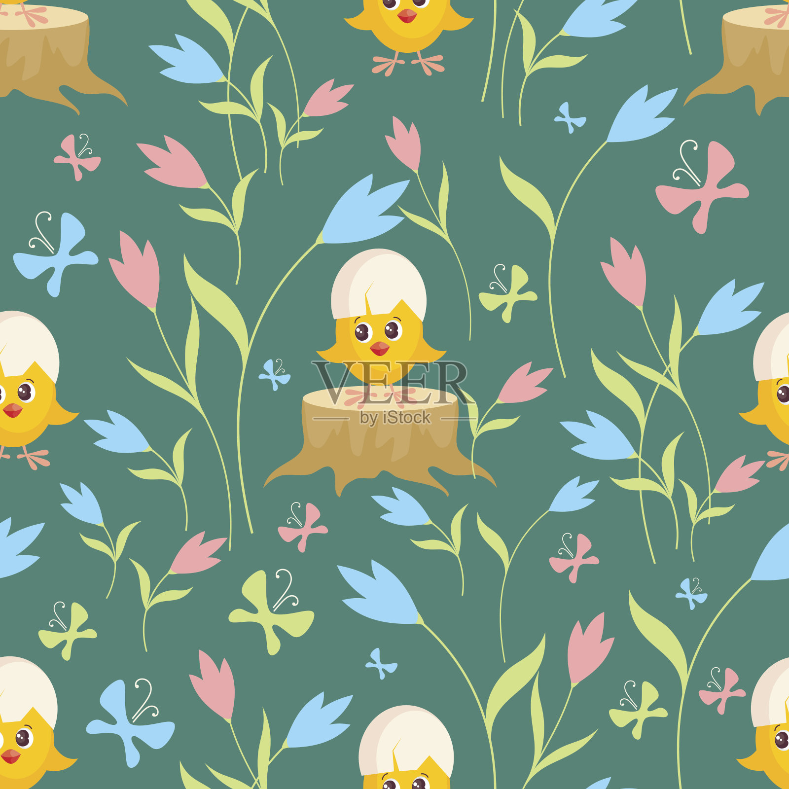 小黄色的小鸡插画图片素材