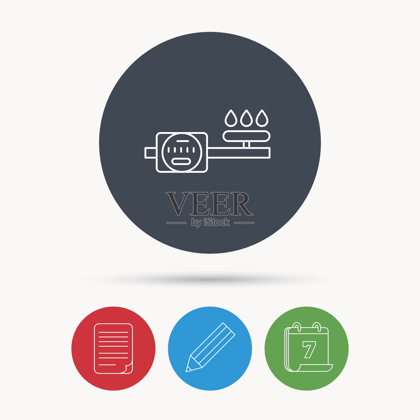 气体计数器图标。有火标志的管子。图标素材