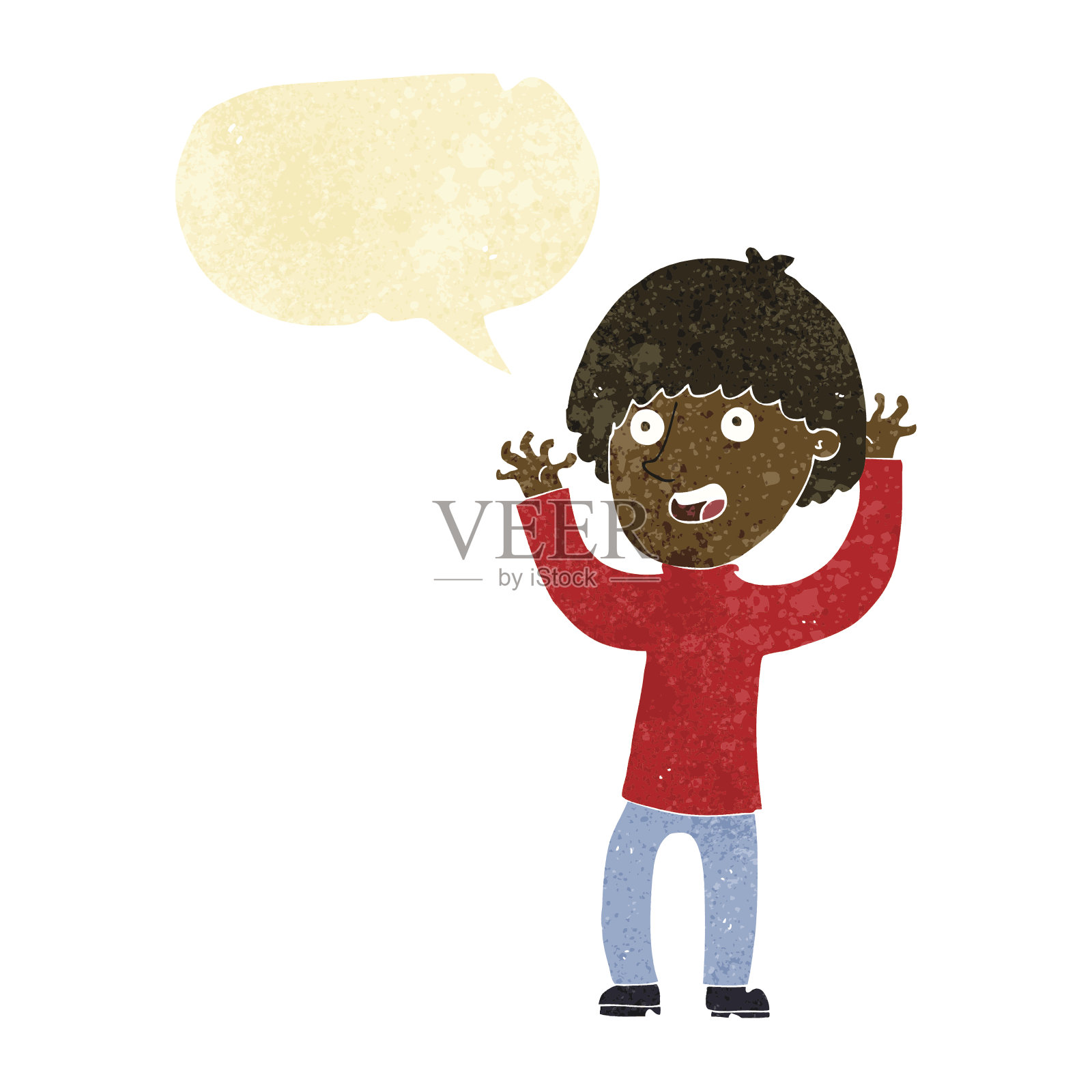 卡通快乐的男孩笑着说话泡泡插画图片素材