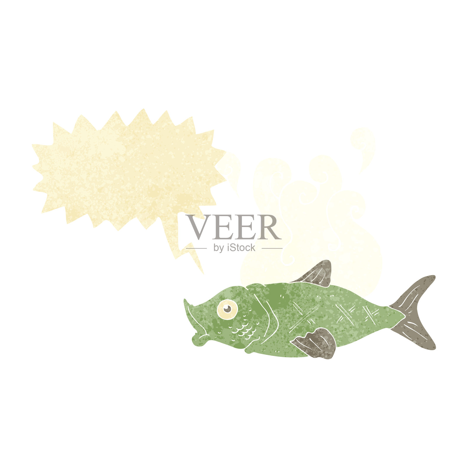 卡通臭鱼与讲话气泡插画图片素材