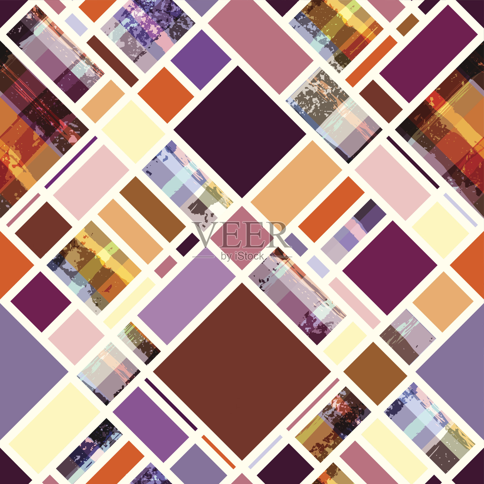 对角几何图案与垃圾元素插画图片素材