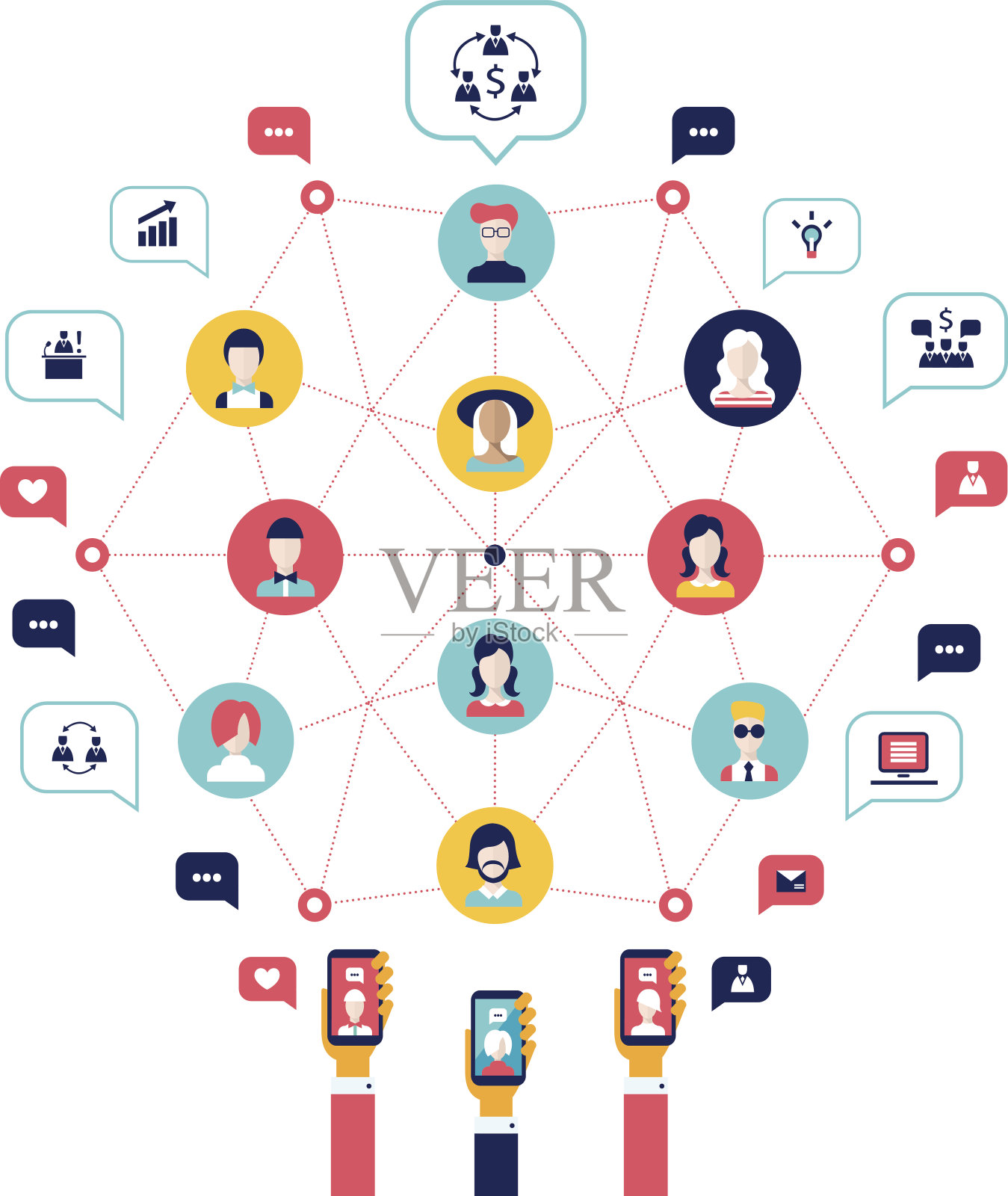 社交网络概念全球传播信息图表元素插画图片素材