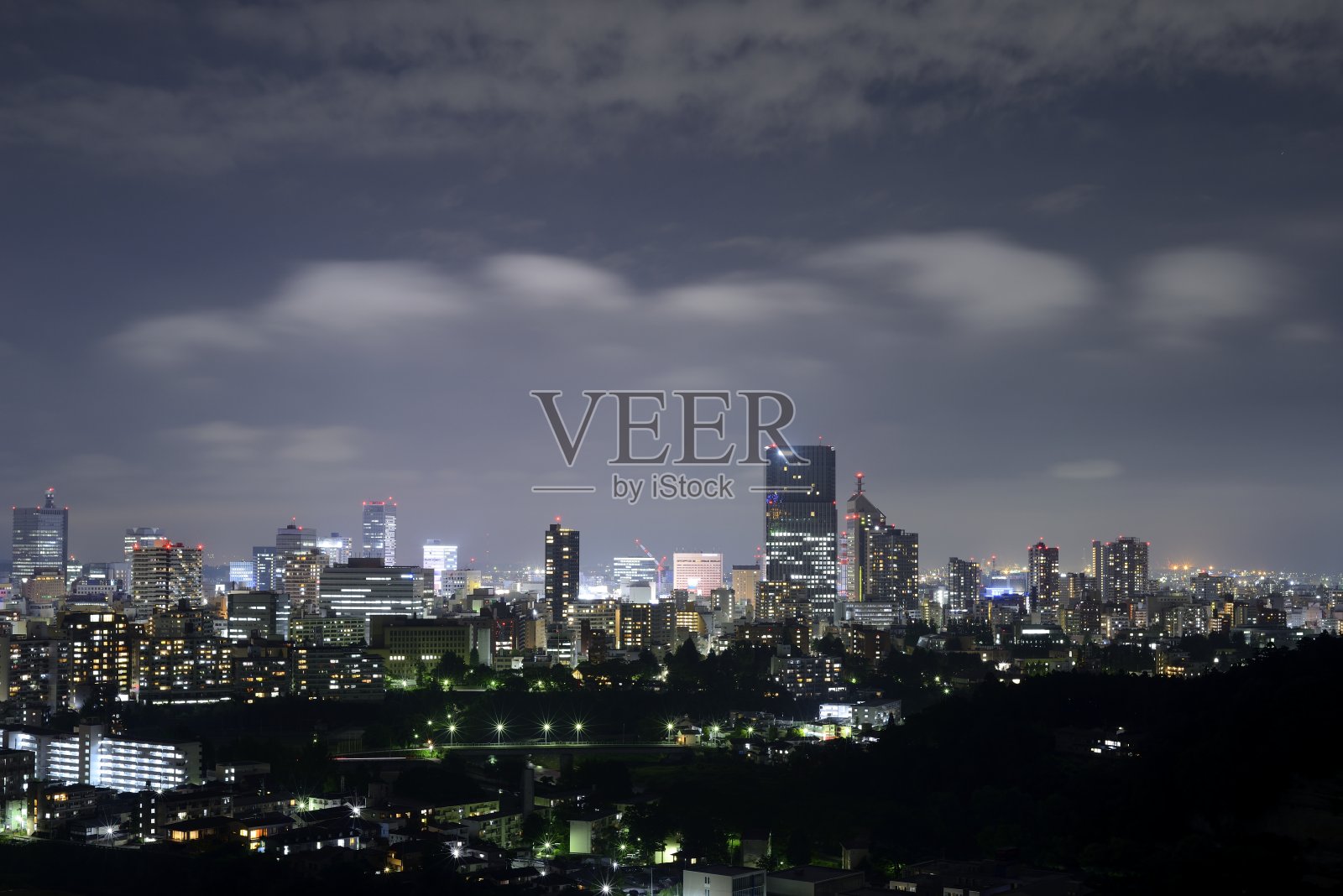 仙台市的夜景照片摄影图片