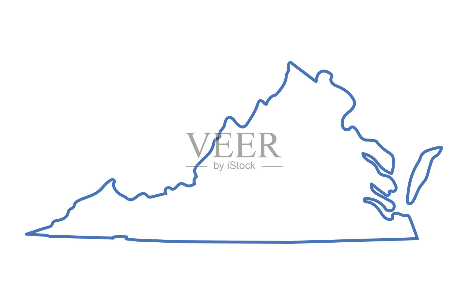 弗吉尼亚地图的抽象轮廓插画图片素材