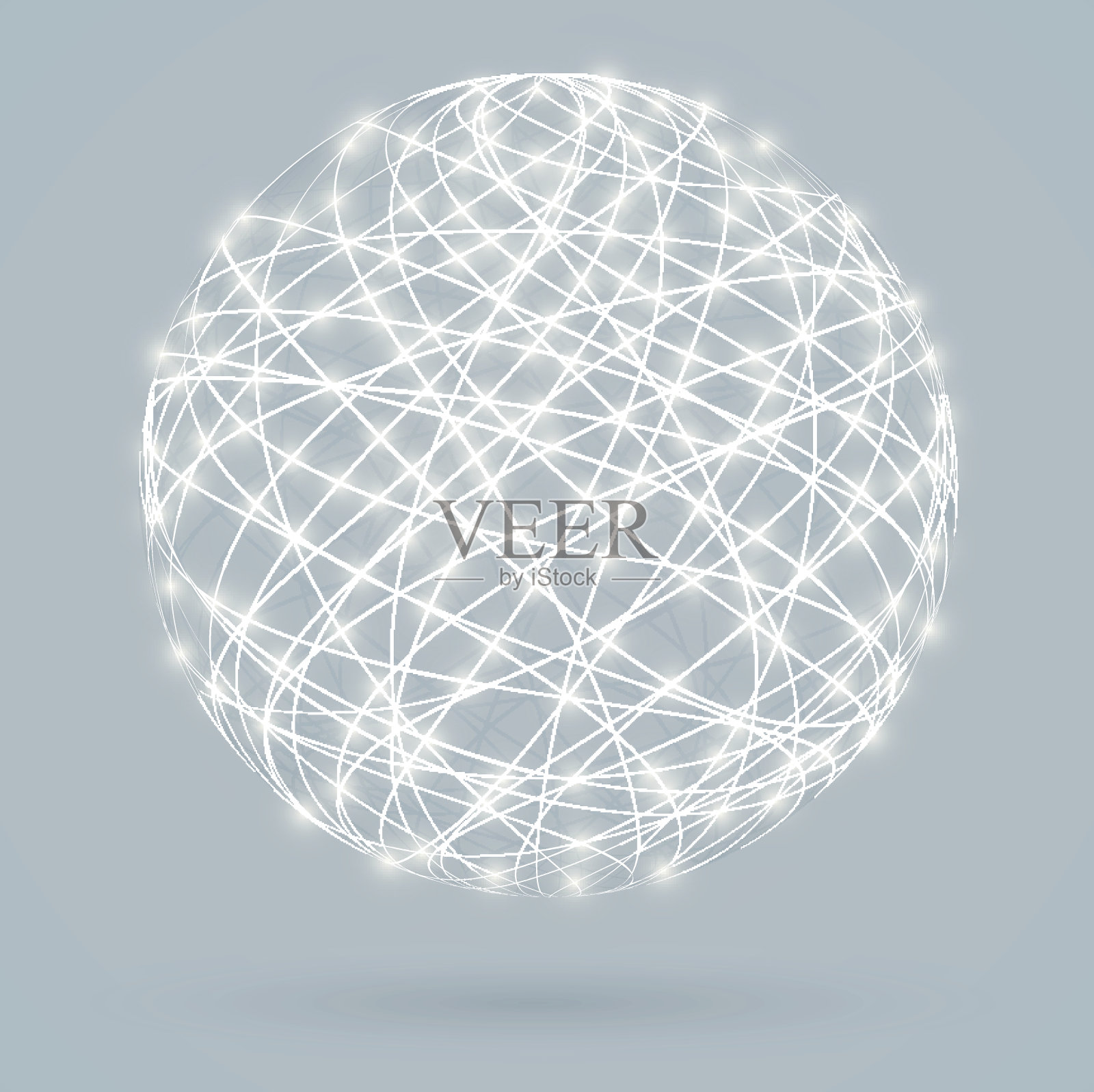 全球数字连接与发光的灯，网络插画图片素材