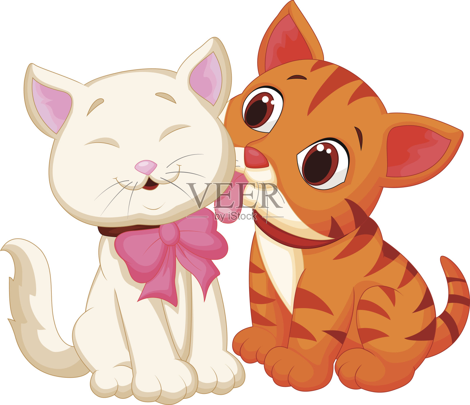 卡通猫舔插画图片素材