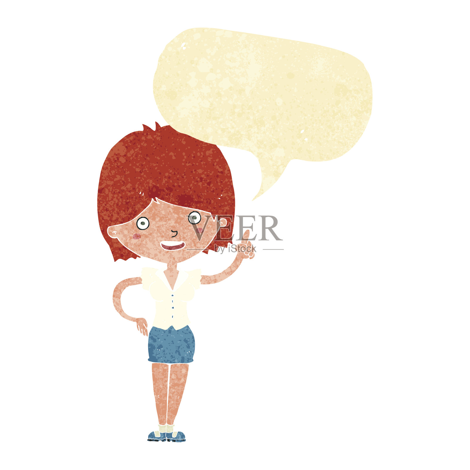 卡通女人用思想和言语泡泡插画图片素材