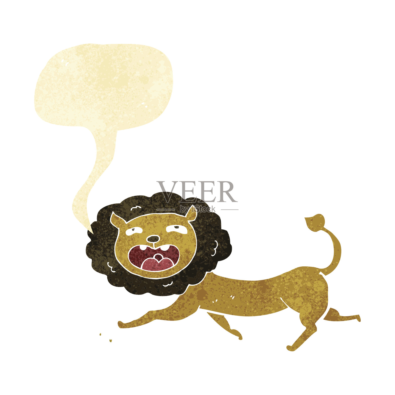 带有语音泡泡的卡通狮子插画图片素材