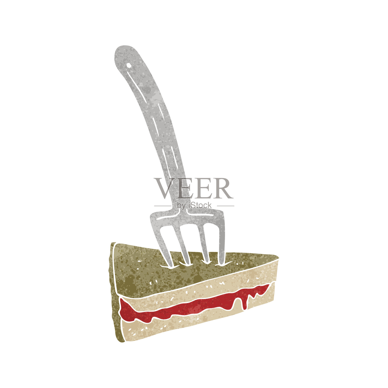 带叉的复古卡通蛋糕插画图片素材