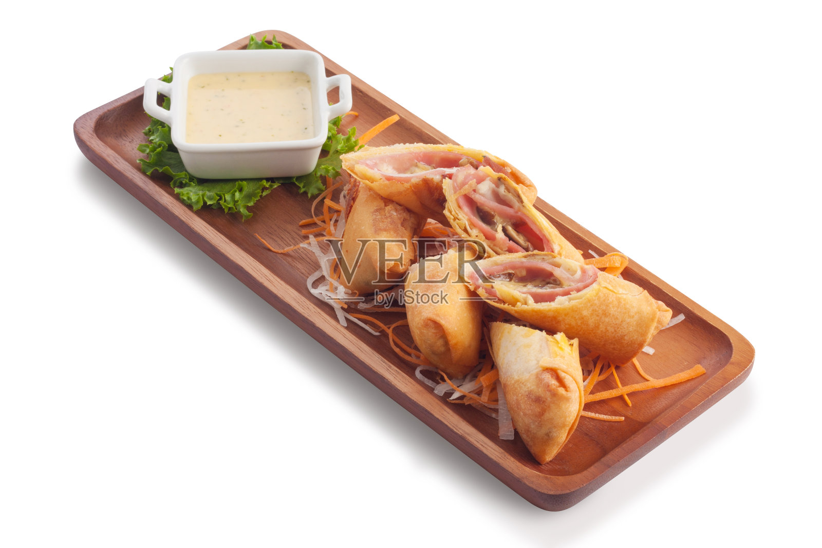 火腿芝士春卷照片摄影图片