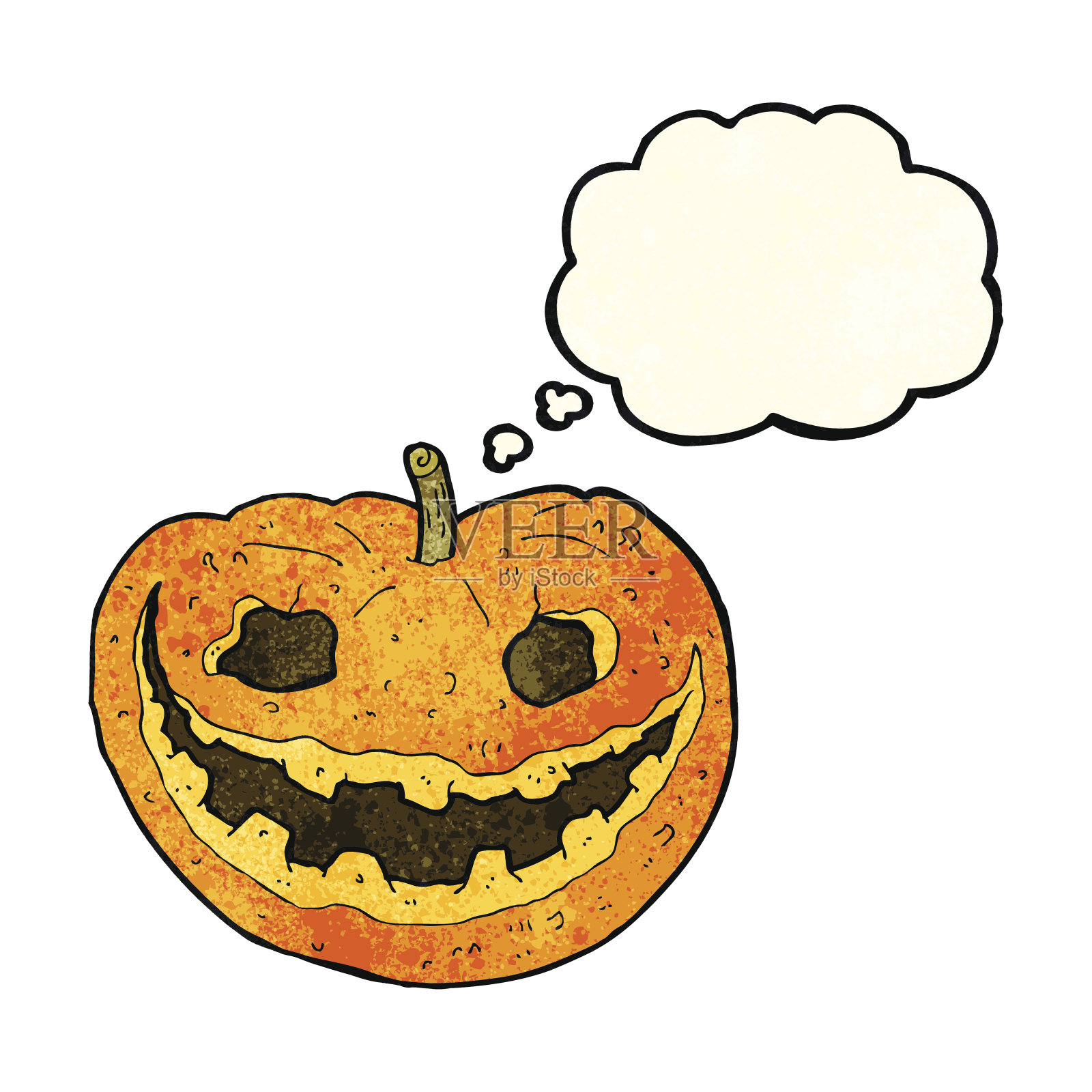 卡通幽灵南瓜与思想泡沫设计元素图片
