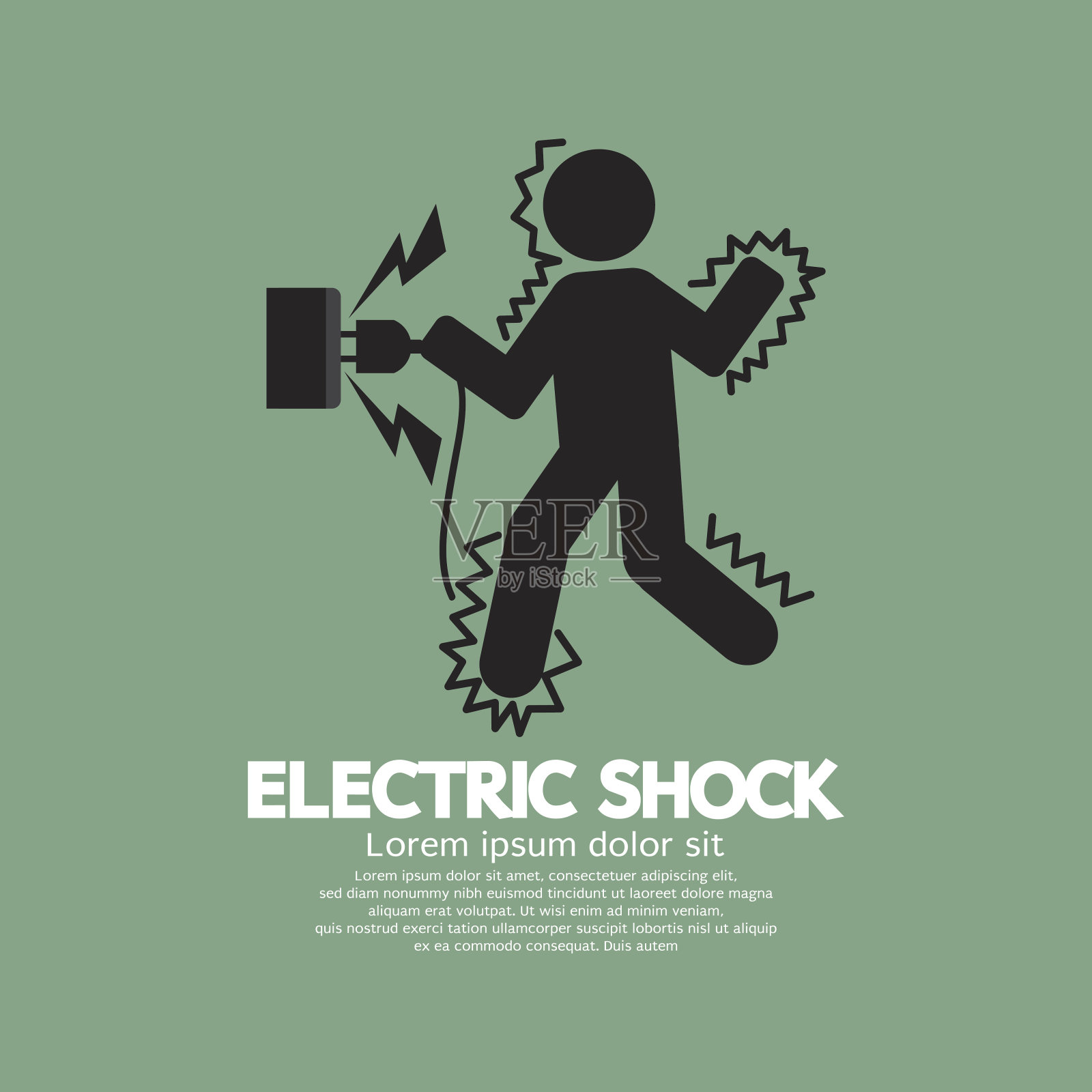 一个男人被电击的图形符号插画图片素材