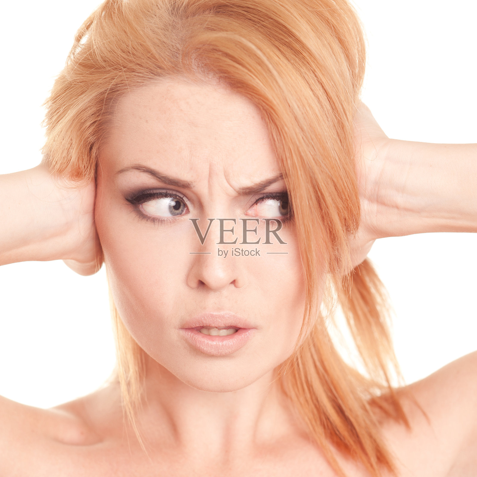 年轻女子感到头痛照片摄影图片