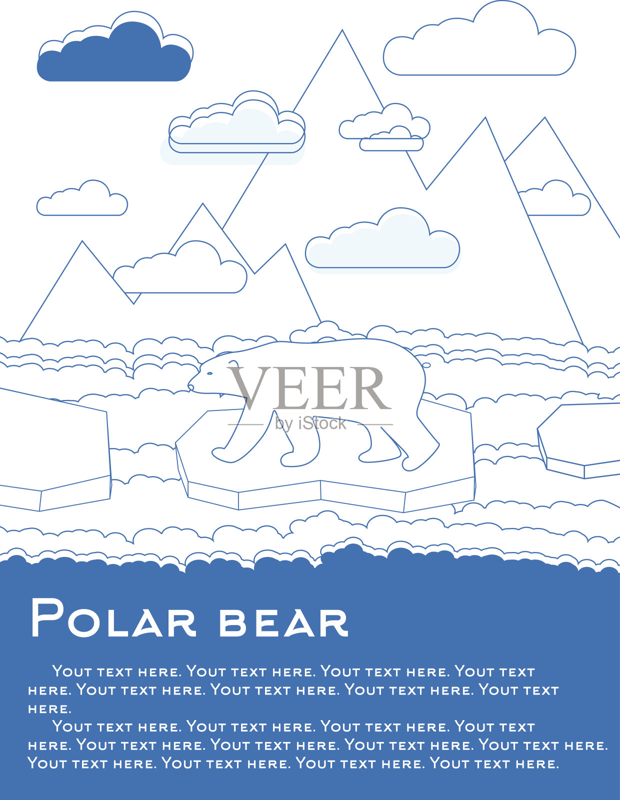 北极熊在浮冰上插画图片素材