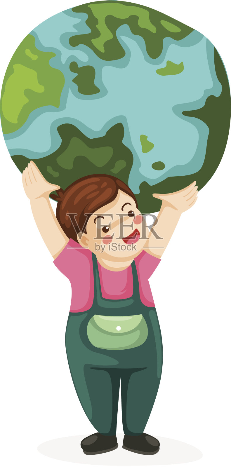 男孩拿着全球插画图片素材