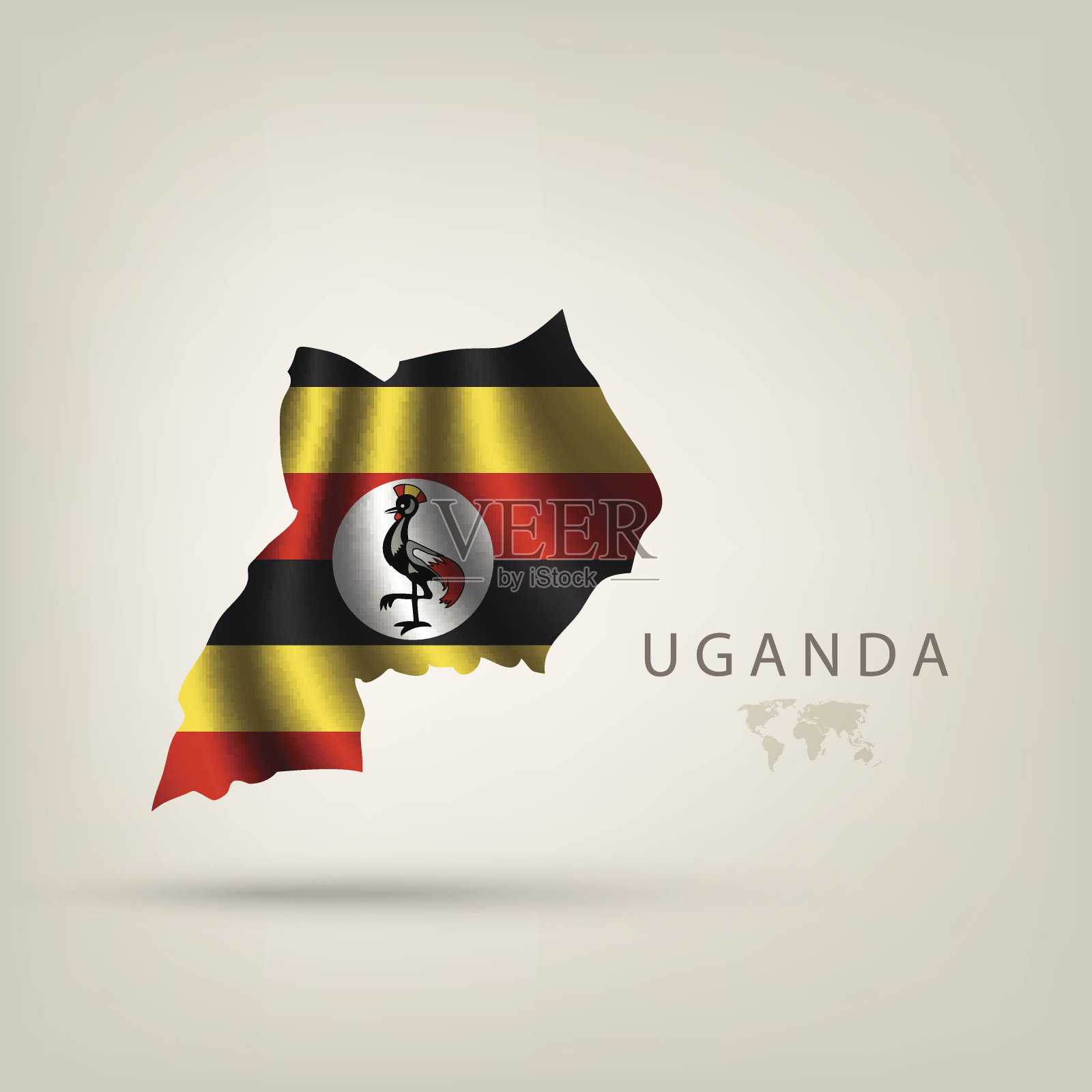 乌干达国旗作为一个国家的影子插画图片素材
