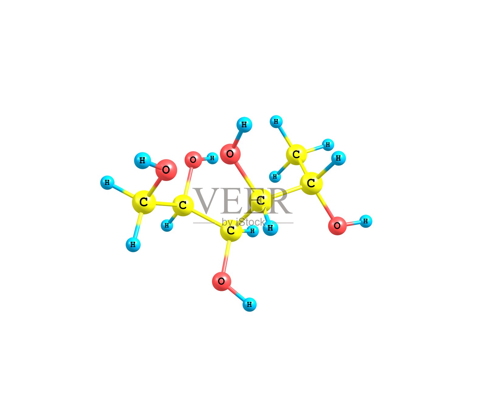 白色背景上的岩藻糖醇分子照片摄影图片