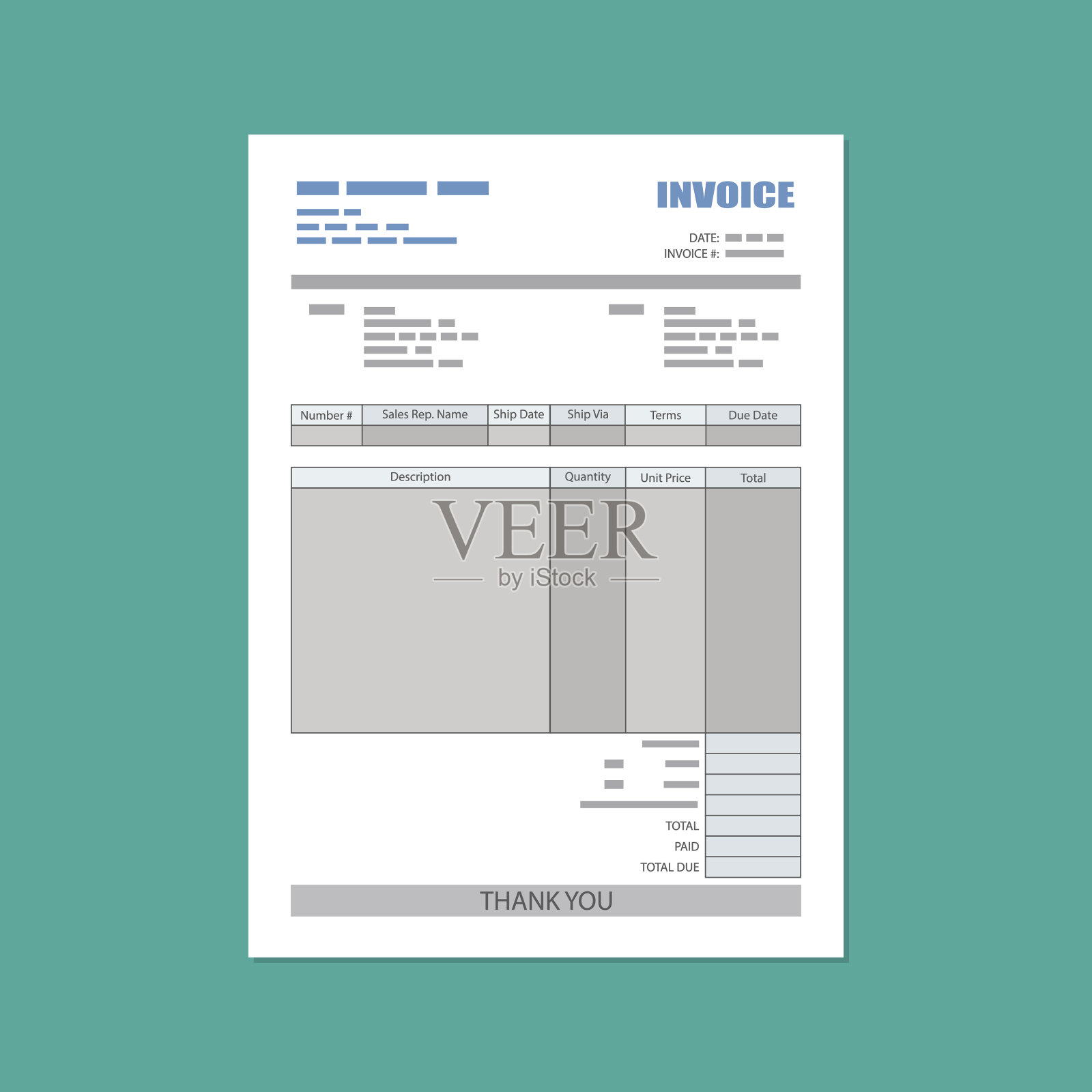 未填写纸质发票表格。税。收据。比尔。插画图片素材