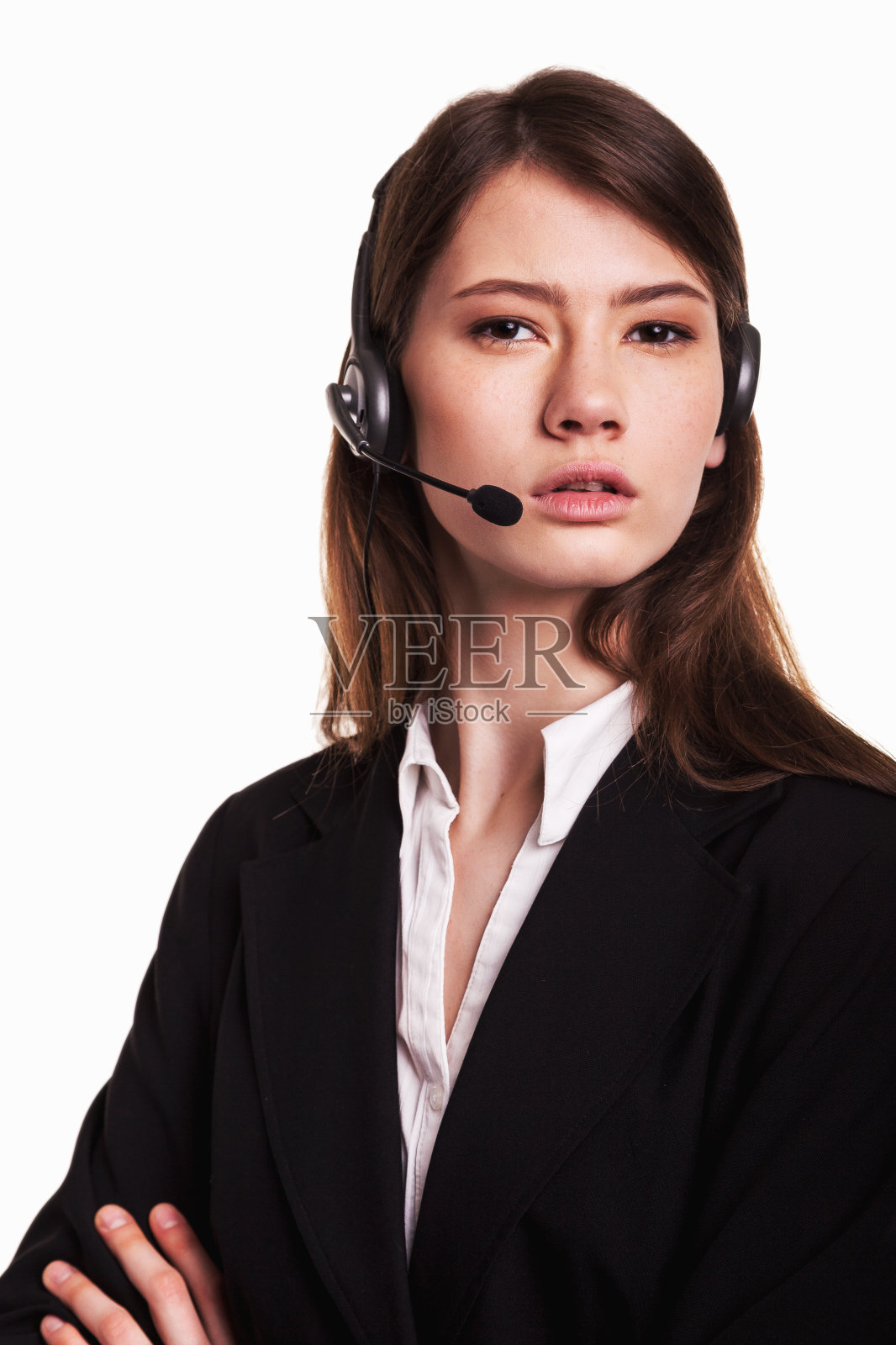 呼叫中心支持电话接线员耳机-库存图像照片摄影图片