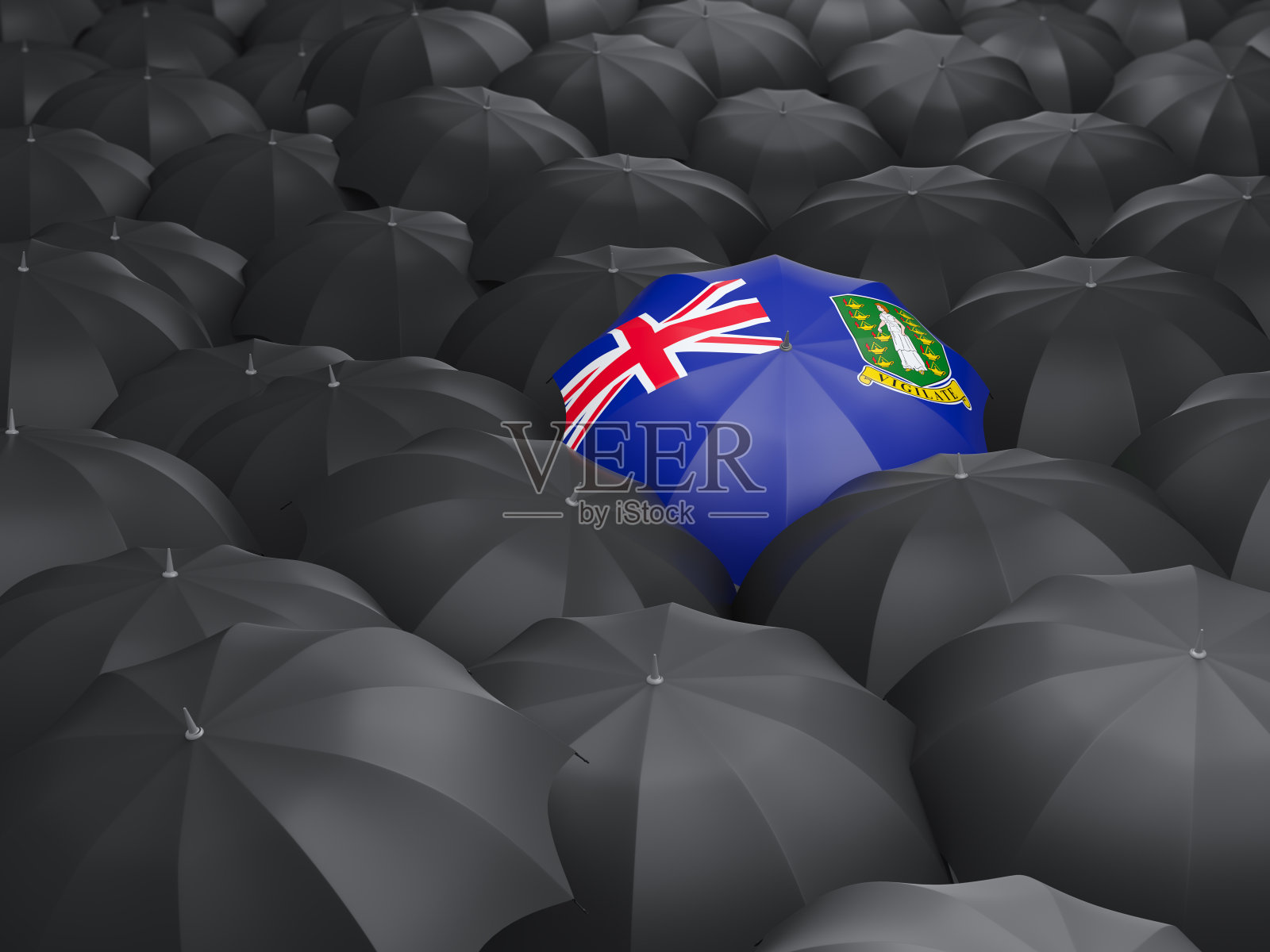 带有维尔京群岛旗帜的雨伞照片摄影图片