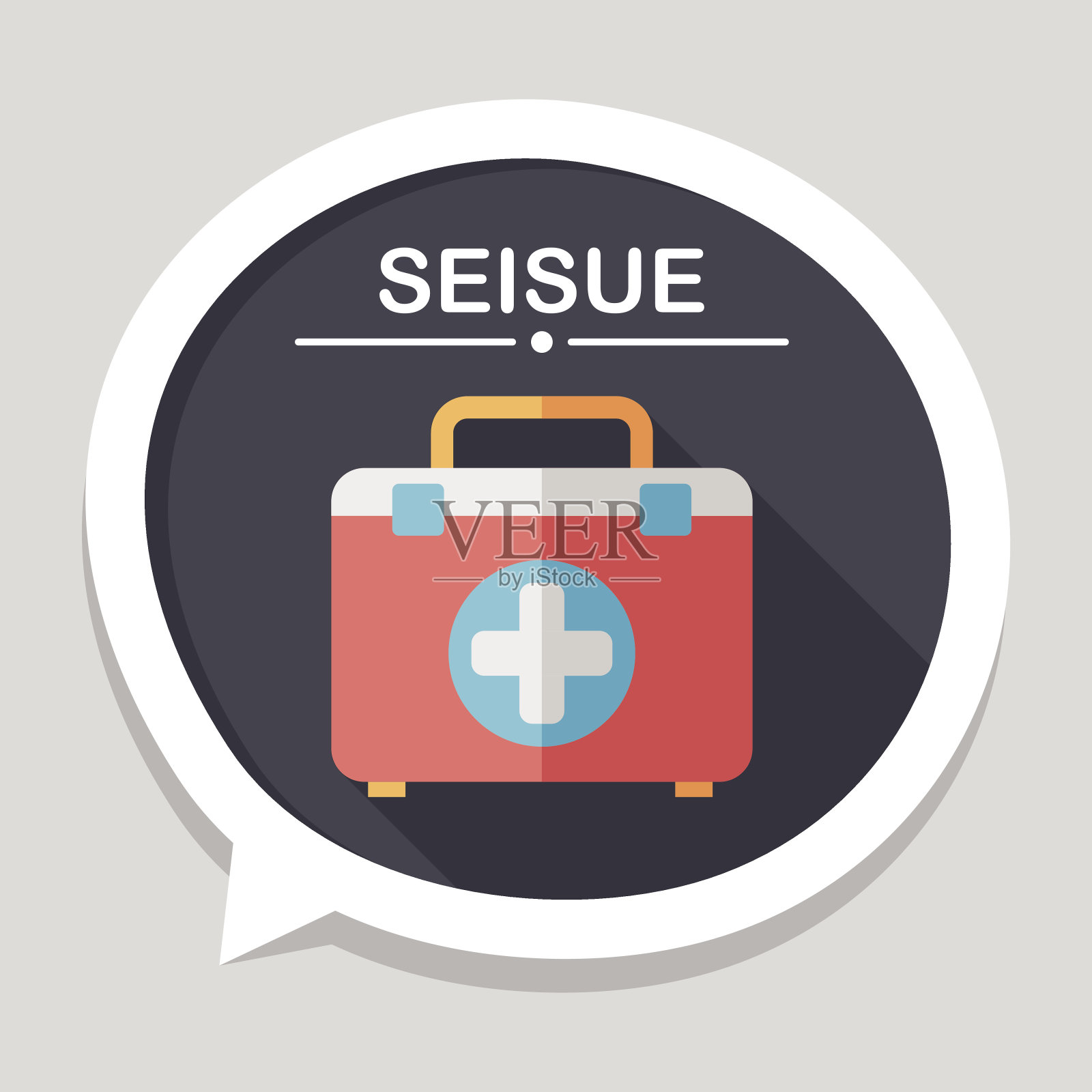 急救箱平面图标与长影子，eps10插画图片素材