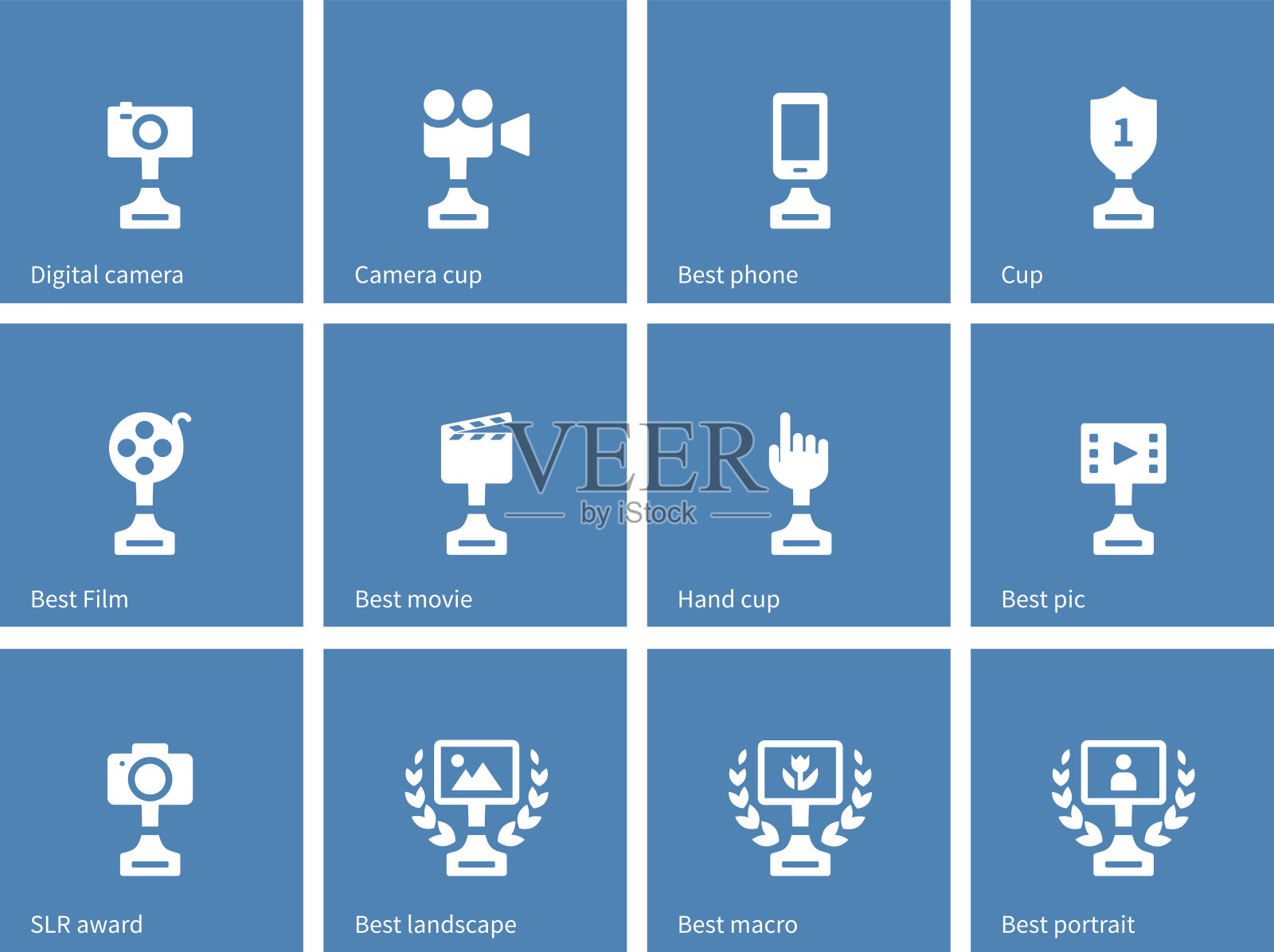 蓝色背景上的奖项图标图标素材
