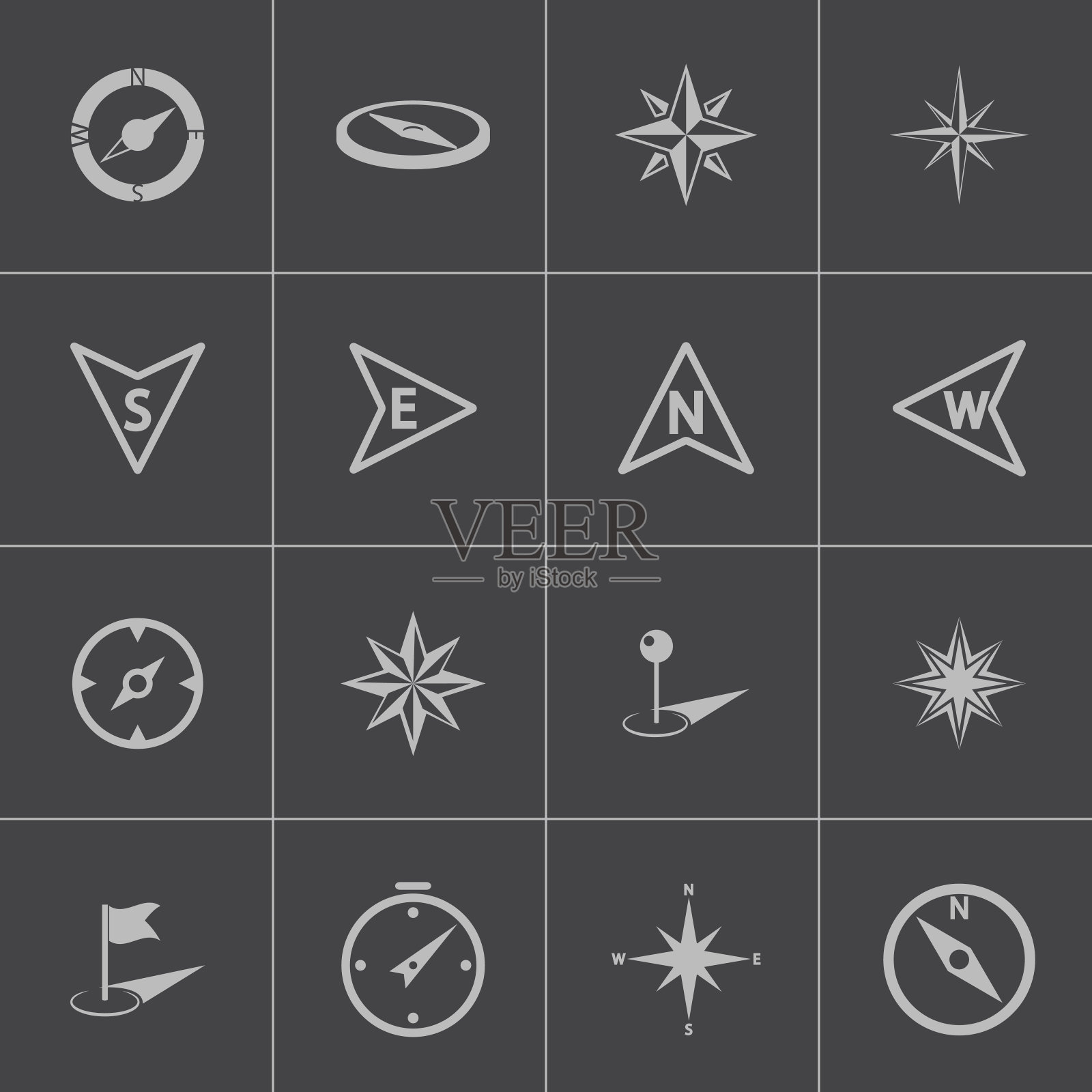 向量黑色罗盘图标设置图标素材