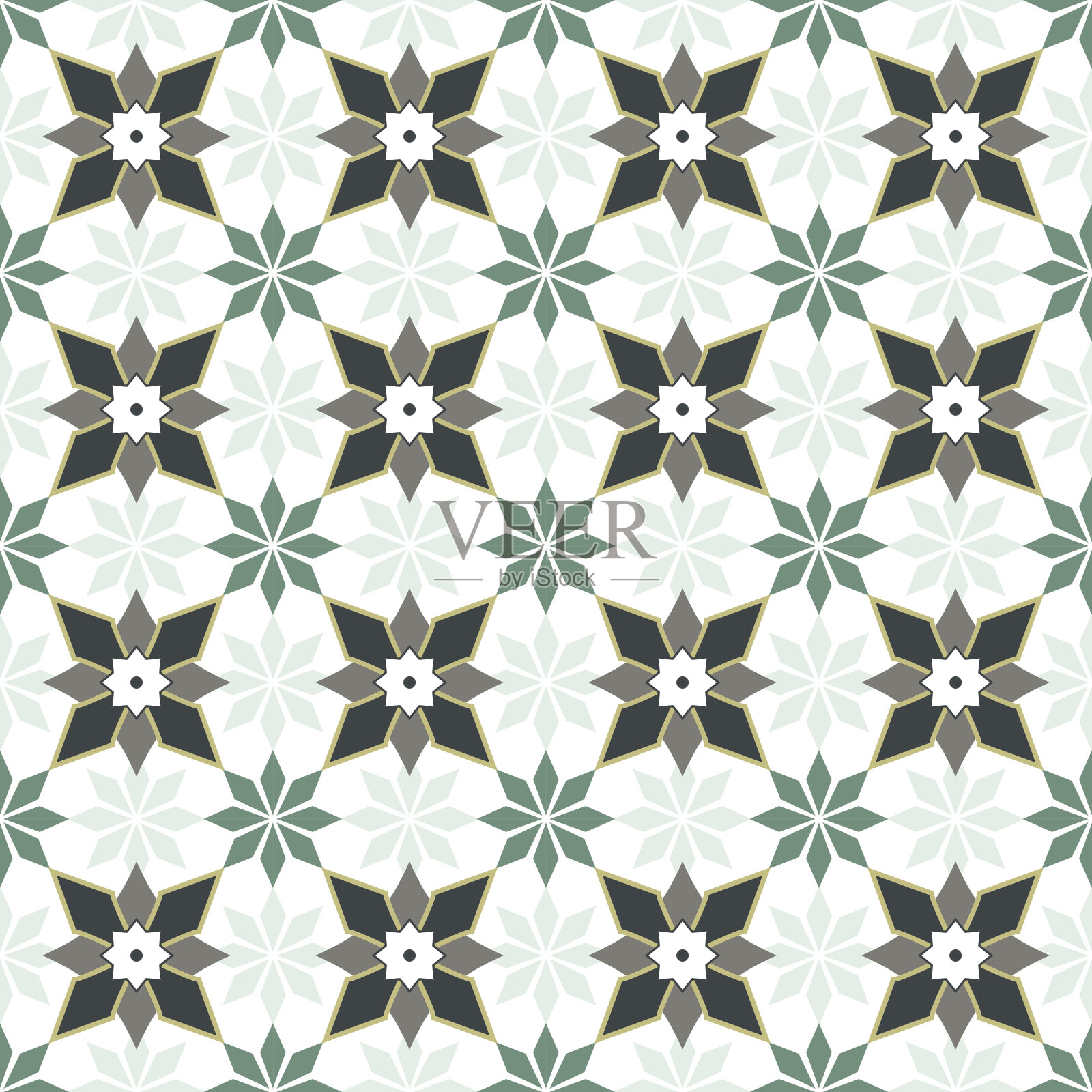 无缝背景图像的复古星花万花筒图案。插画图片素材