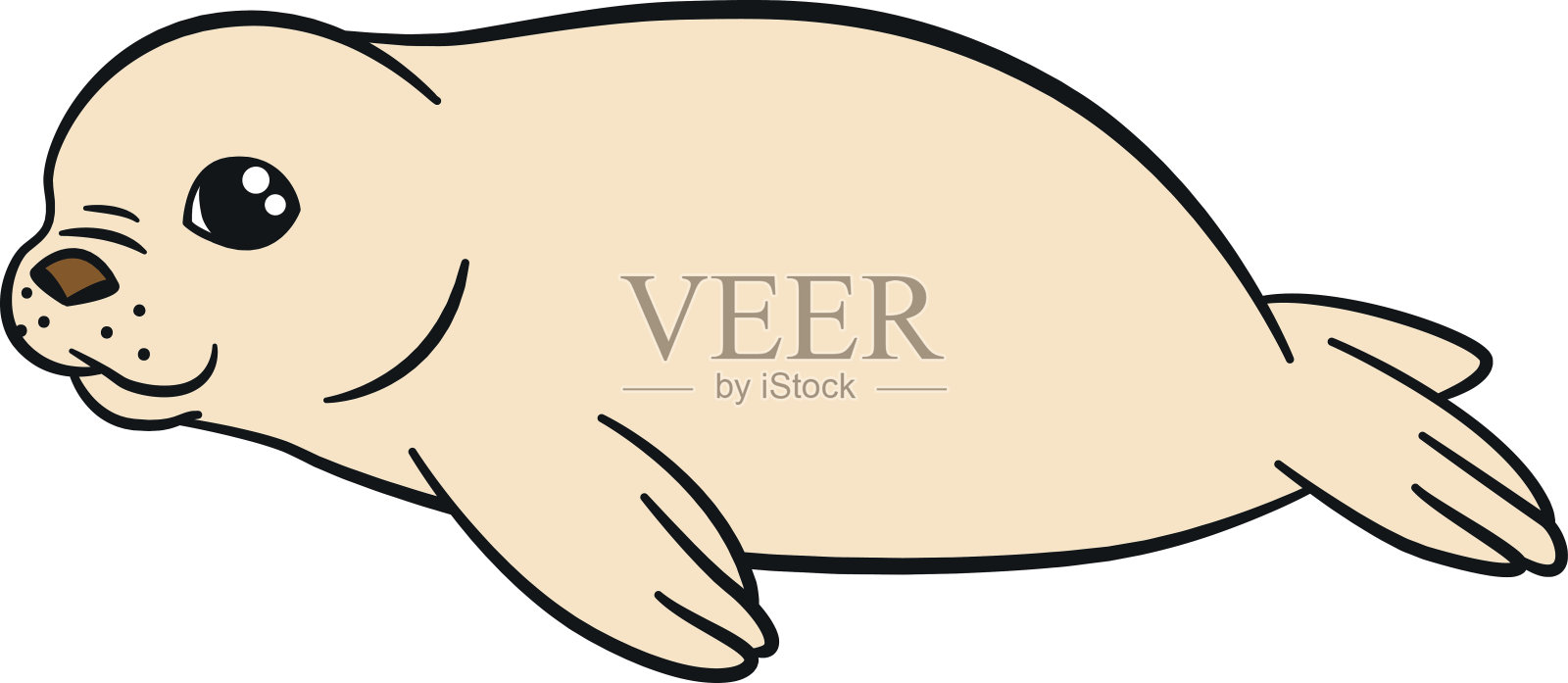 卡通动物。可爱的白色小海豹宝宝。设计元素图片