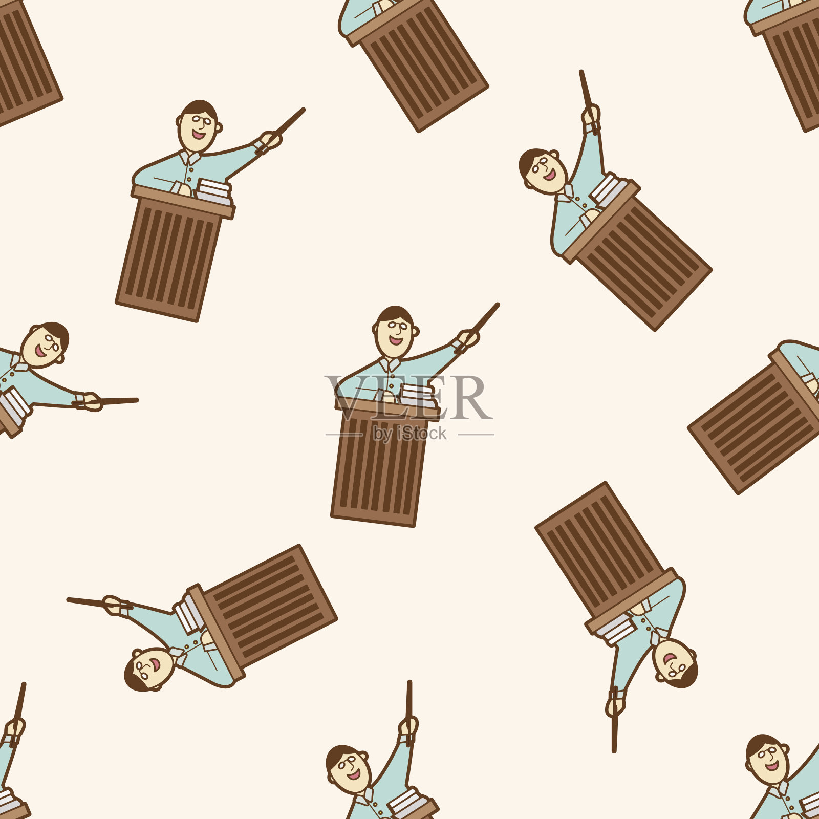 人物性格，卡通无缝图案背景插画图片素材