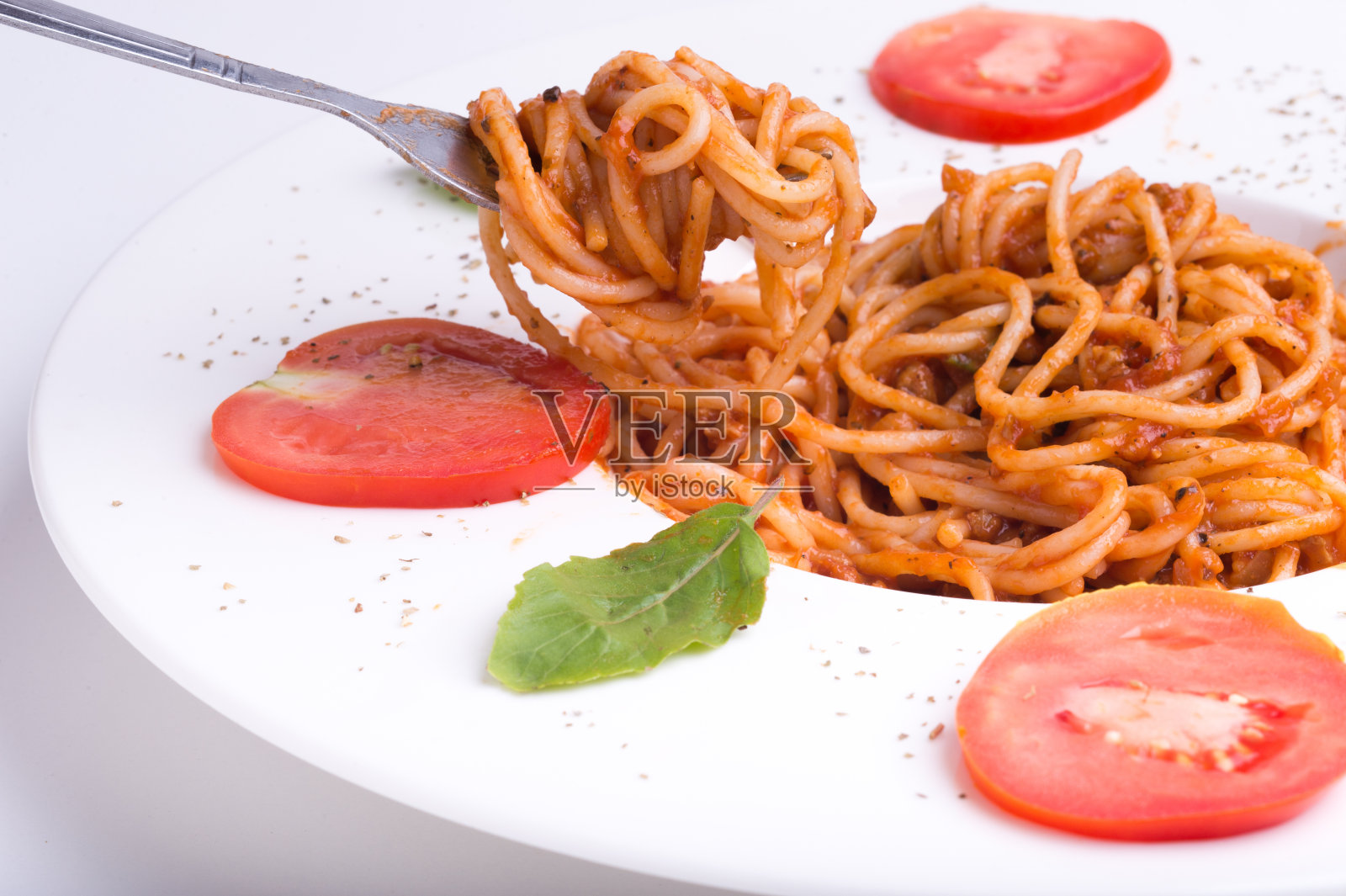 意大利面加红酱照片摄影图片