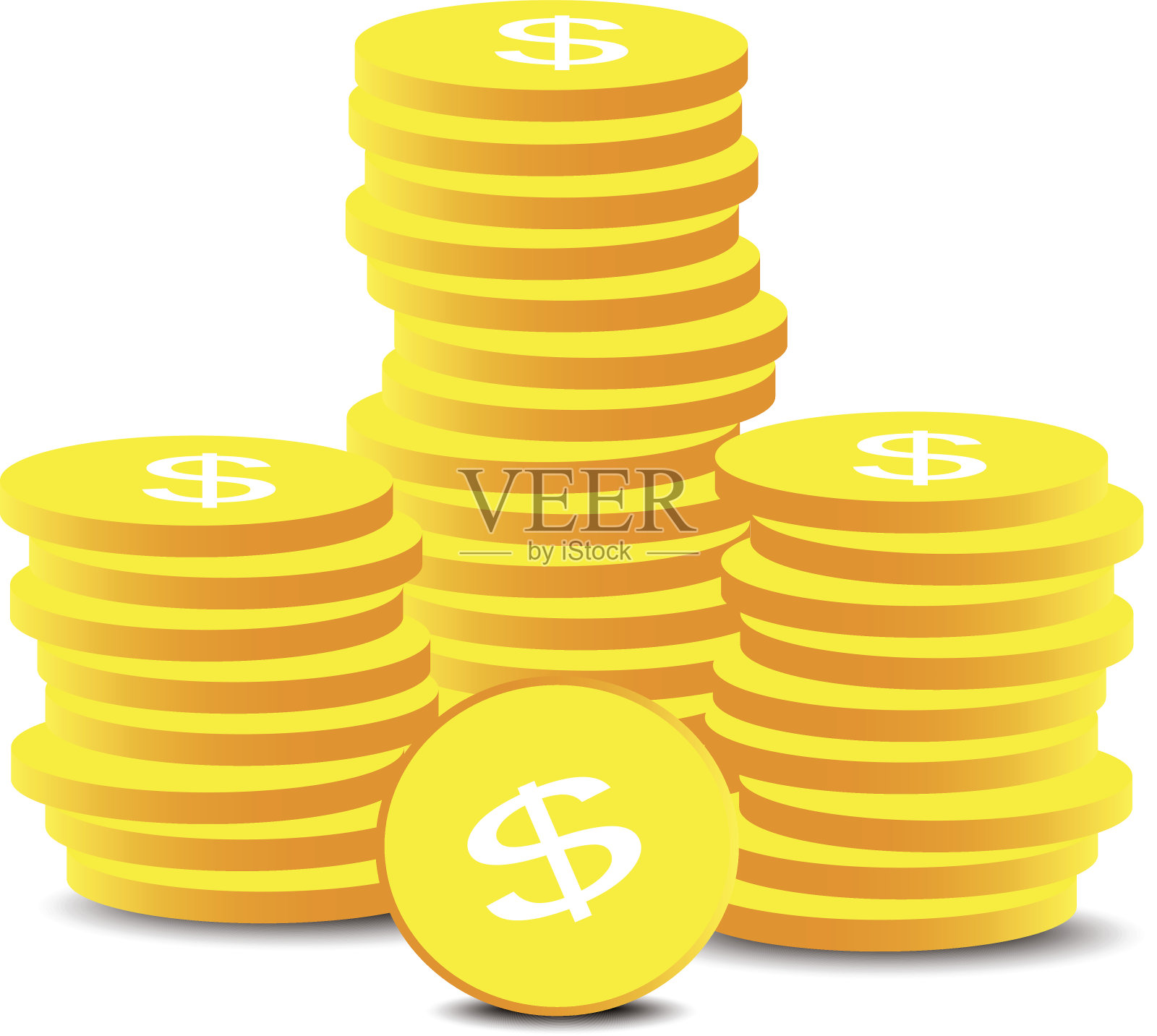 货币概念图标-美元纸币和硬币插画图片素材