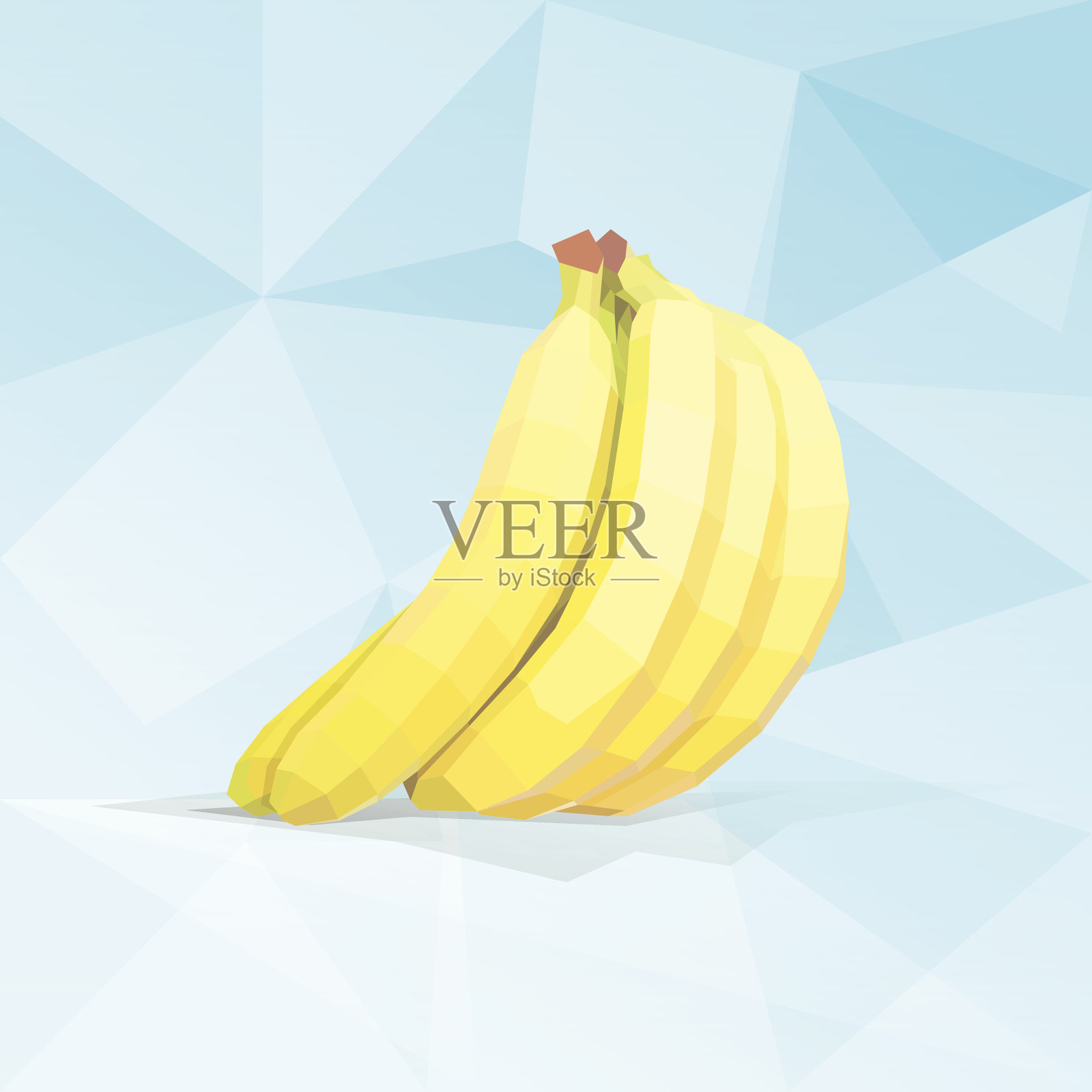 香蕉束颜色绘制多边形三角形风格插画图片素材