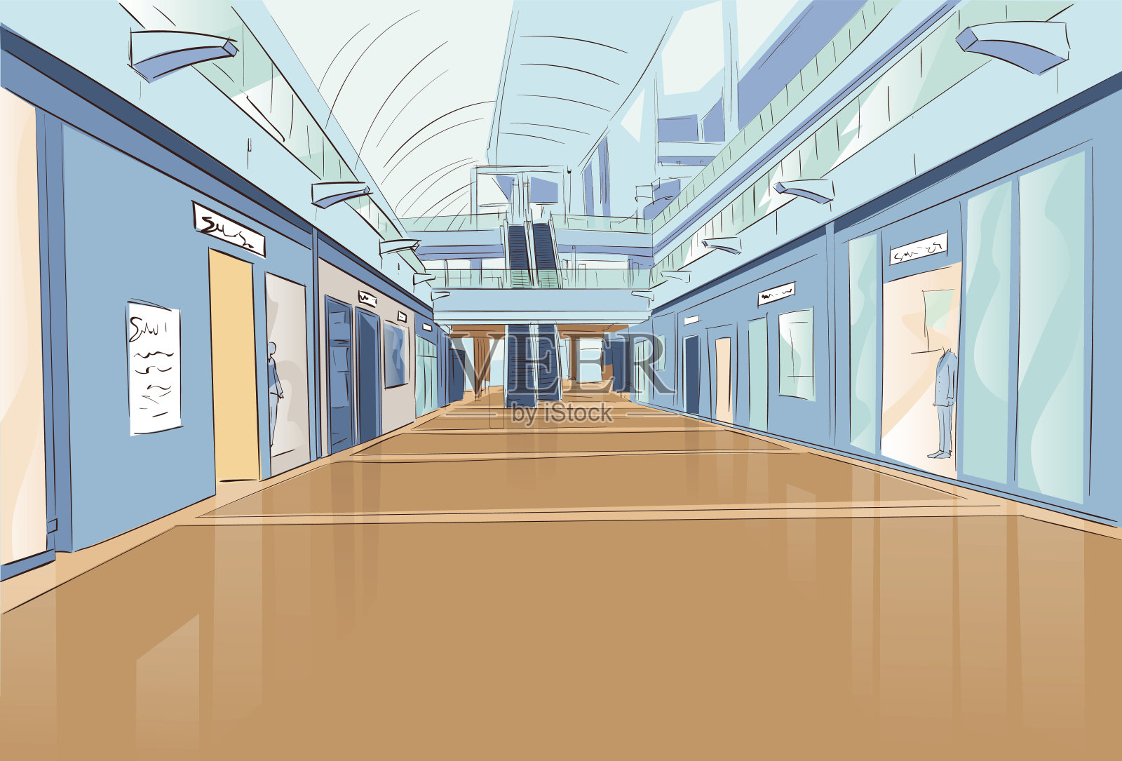 购物中心的现代奢侈品商店插画图片素材