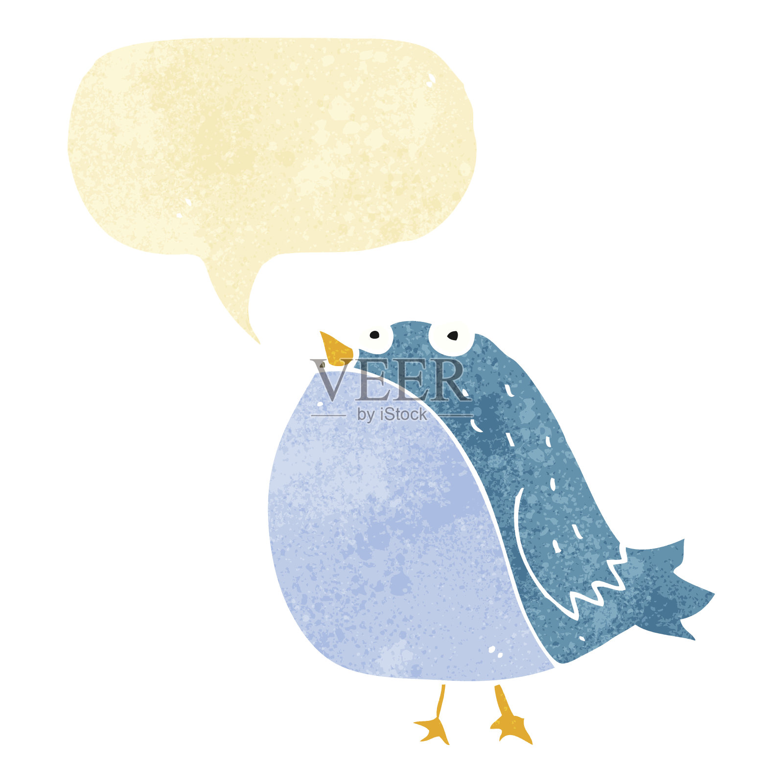 卡通胖鸟与讲话气泡插画图片素材