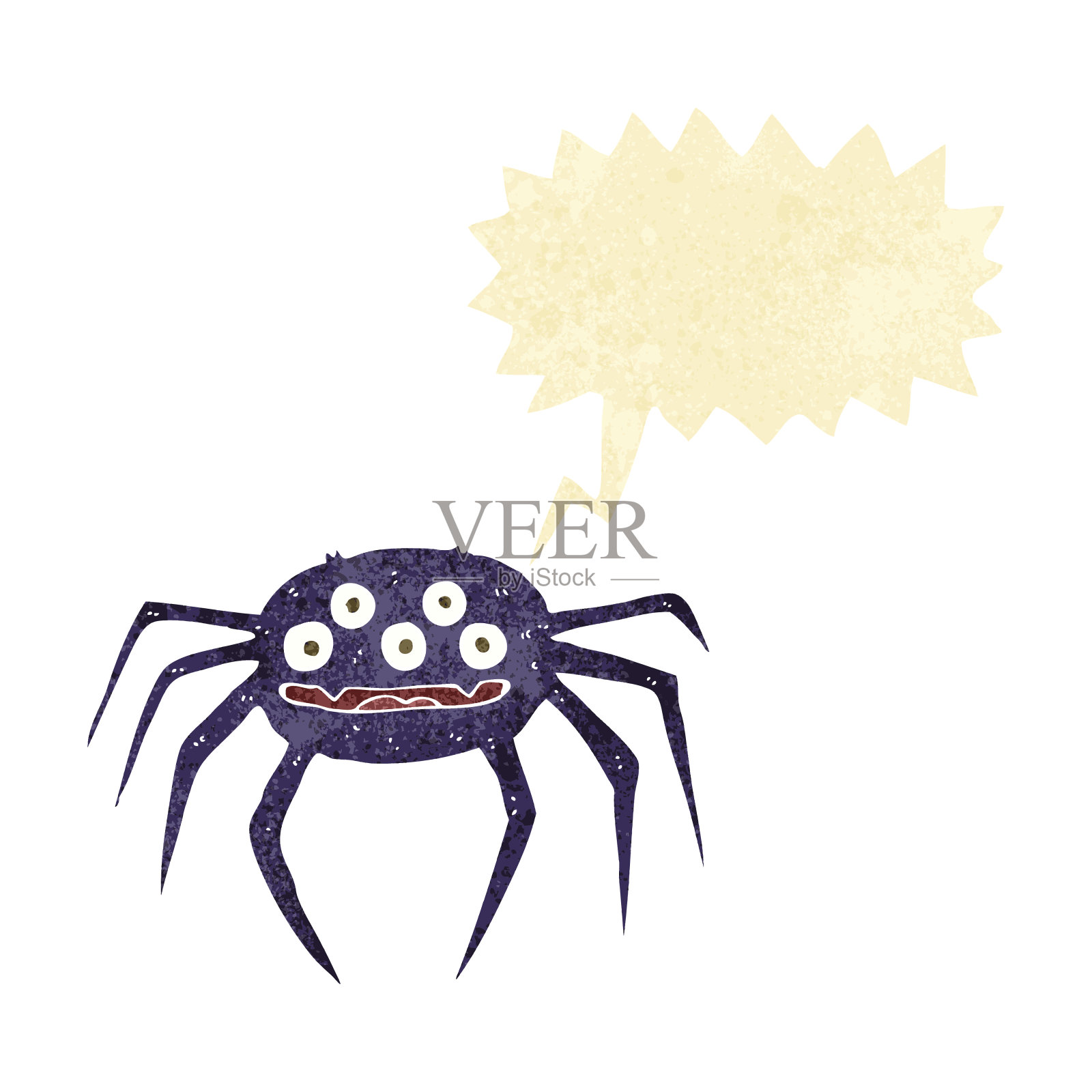 卡通万圣节蜘蛛与语音泡泡插画图片素材