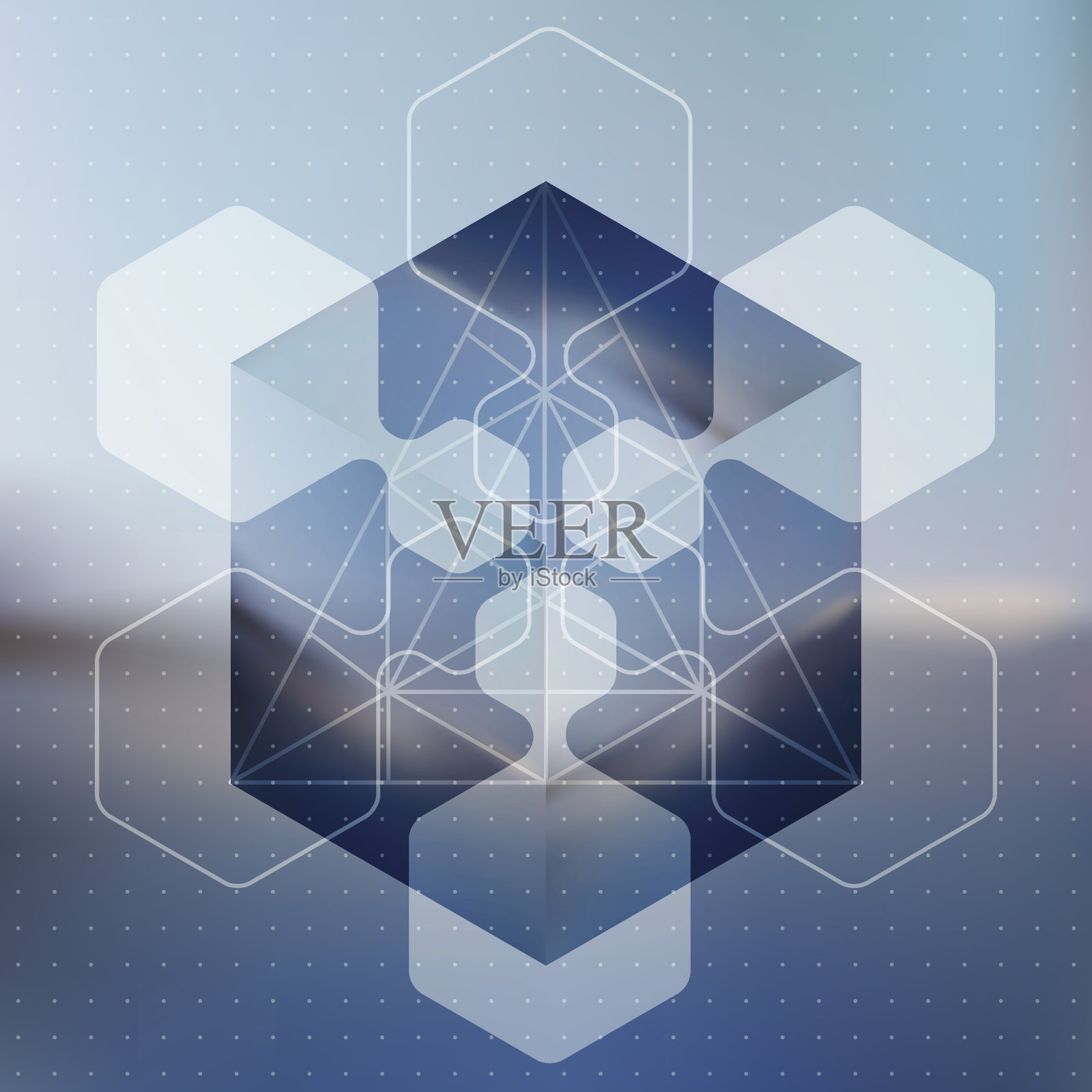 带有反射的等距立方体的抽象矢量背景插画图片素材