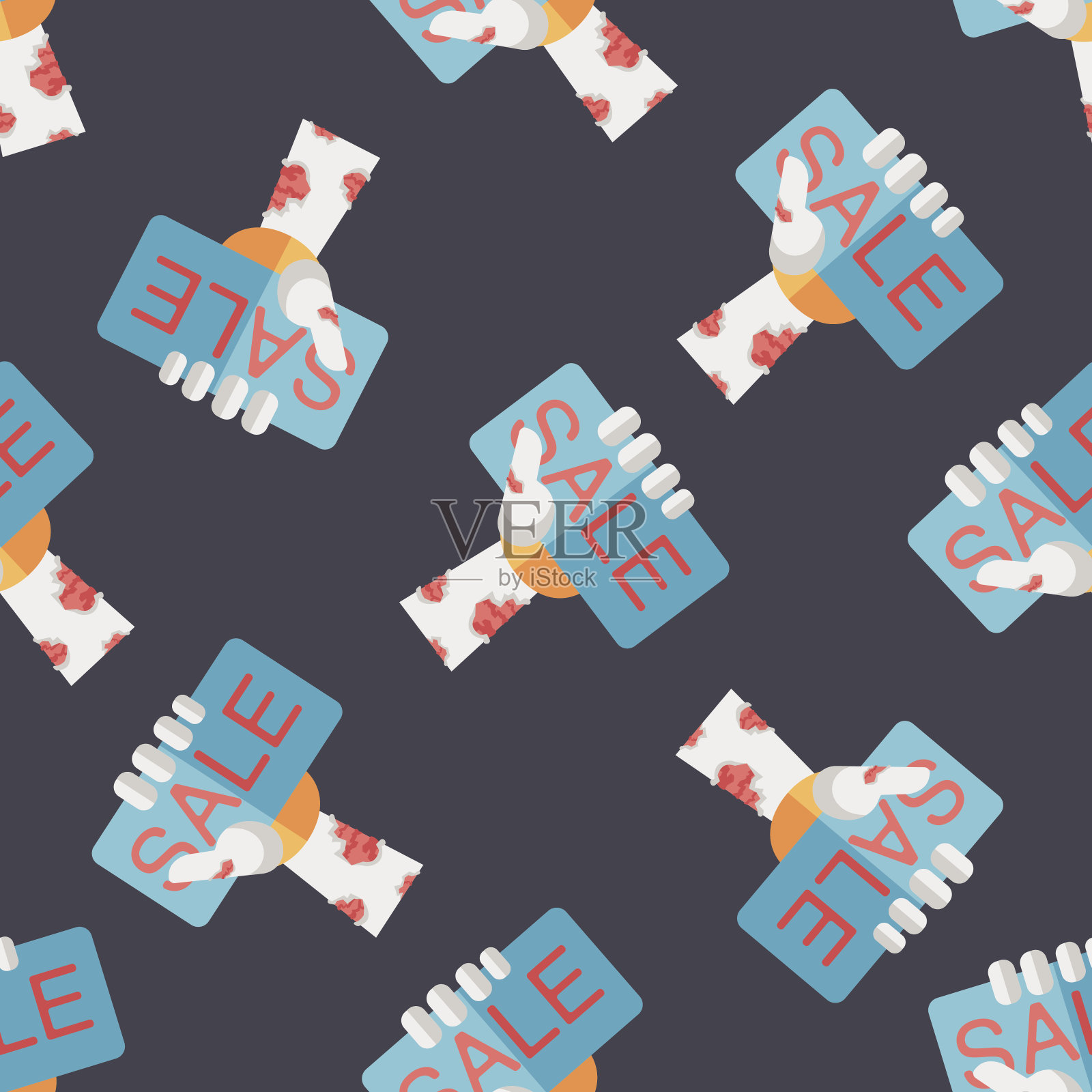 万圣节销售平面图标，eps10无缝图案背景设计元素图片