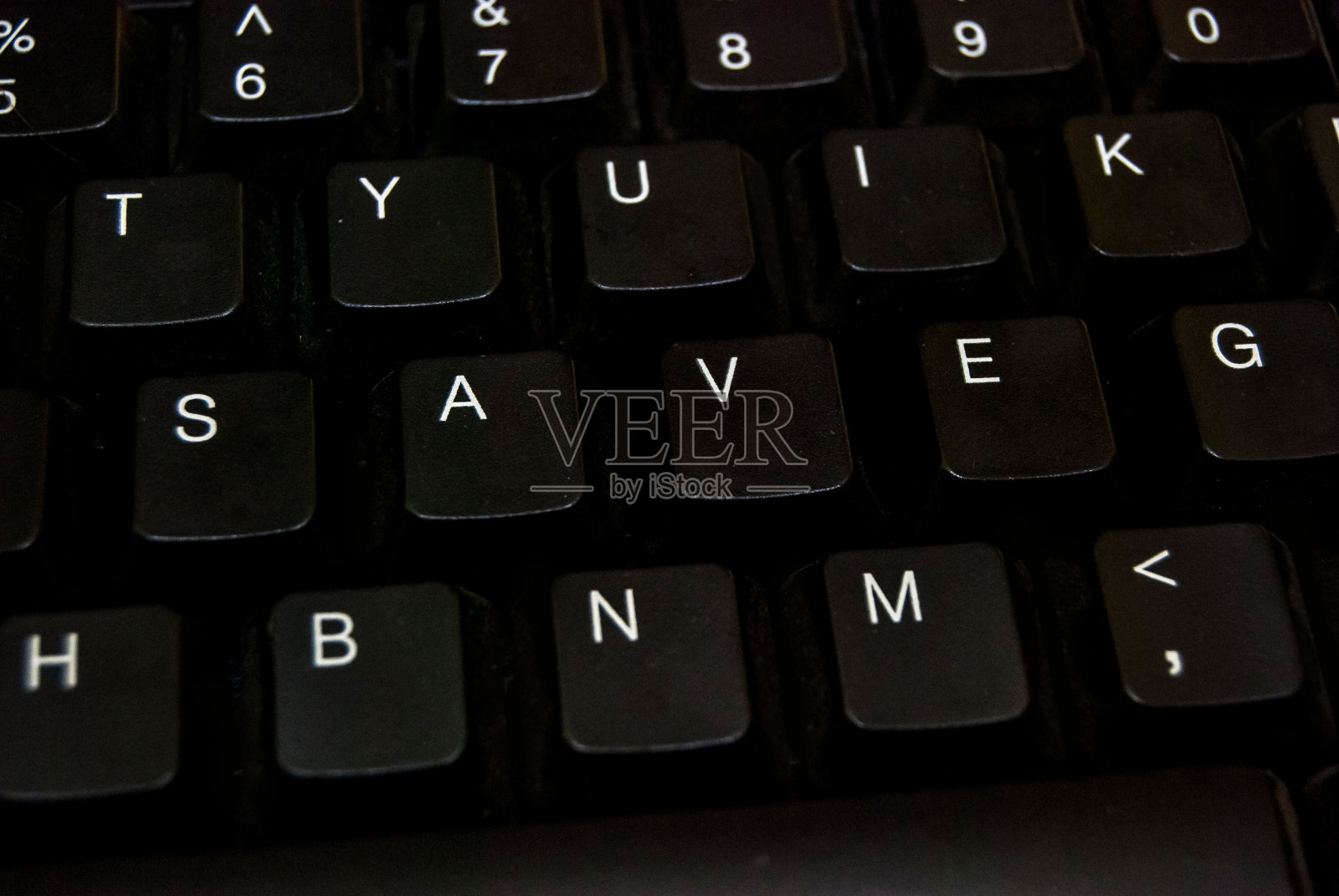 在黑色键盘上保存单词照片摄影图片