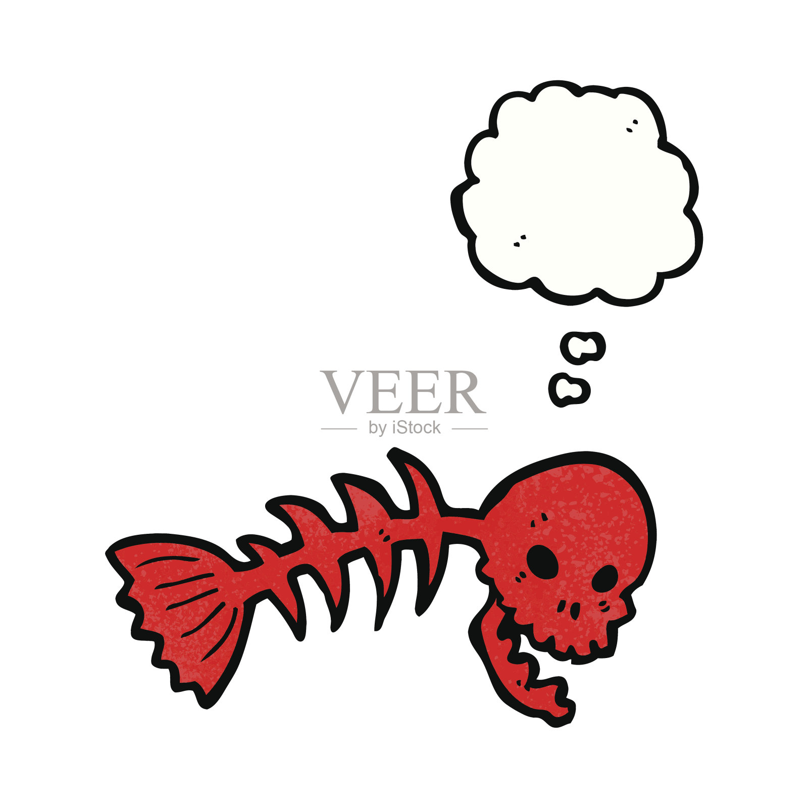 卡通吓人的鱼骨头插画图片素材