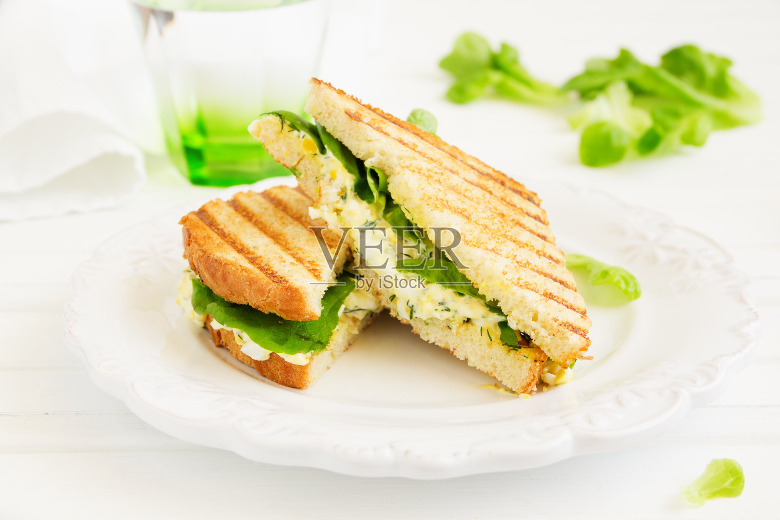 鸡蛋沙拉三明治。美国的厨房。照片摄影图片