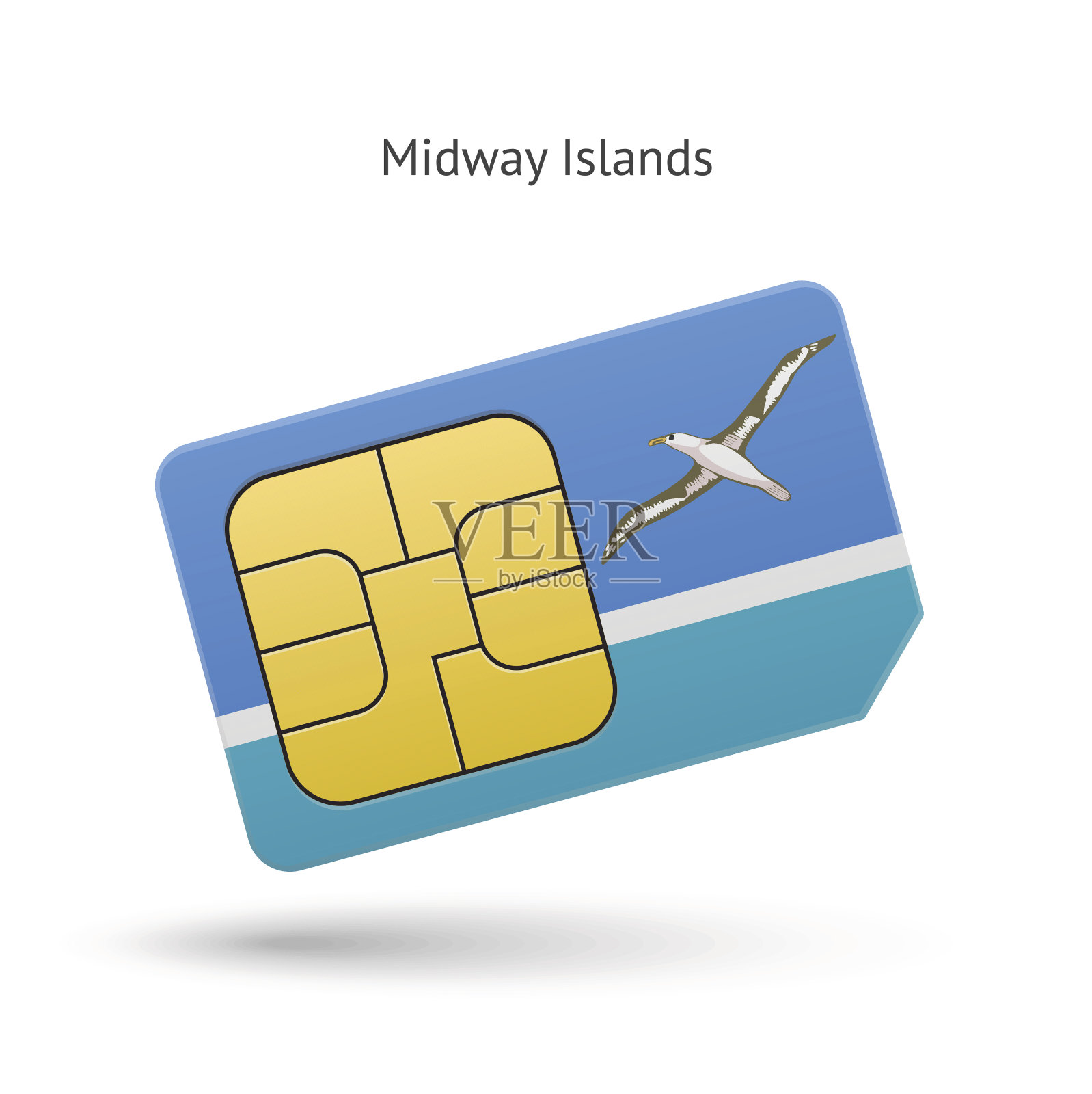 带有旗帜的中途岛手机sim卡。插画图片素材