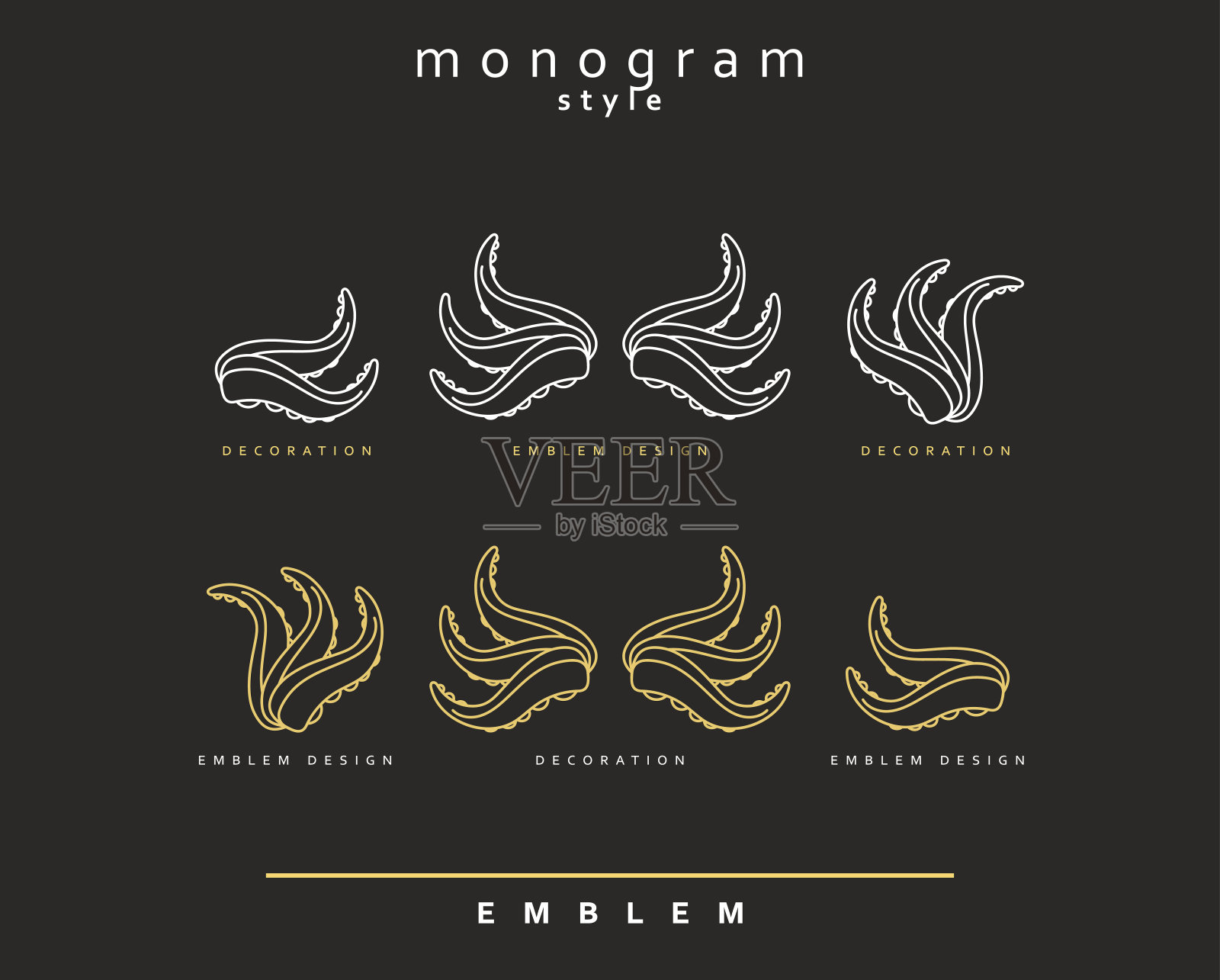 海洋食品。章鱼海洋主题。抽象优雅的章鱼设计模板。插画图片素材