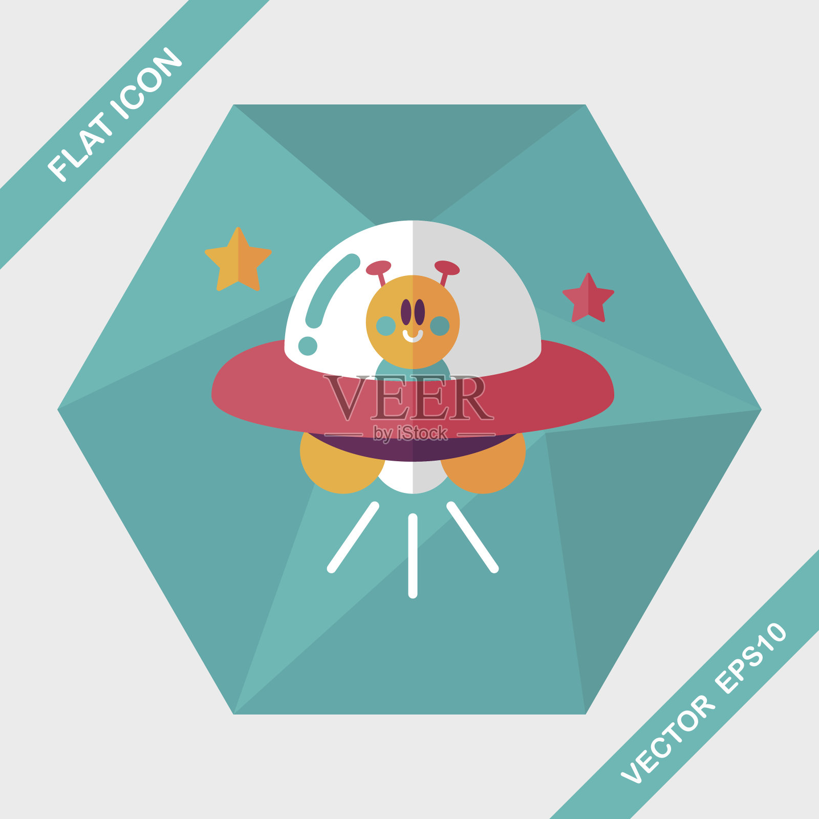 空间平面图标与长阴影，eps10插画图片素材