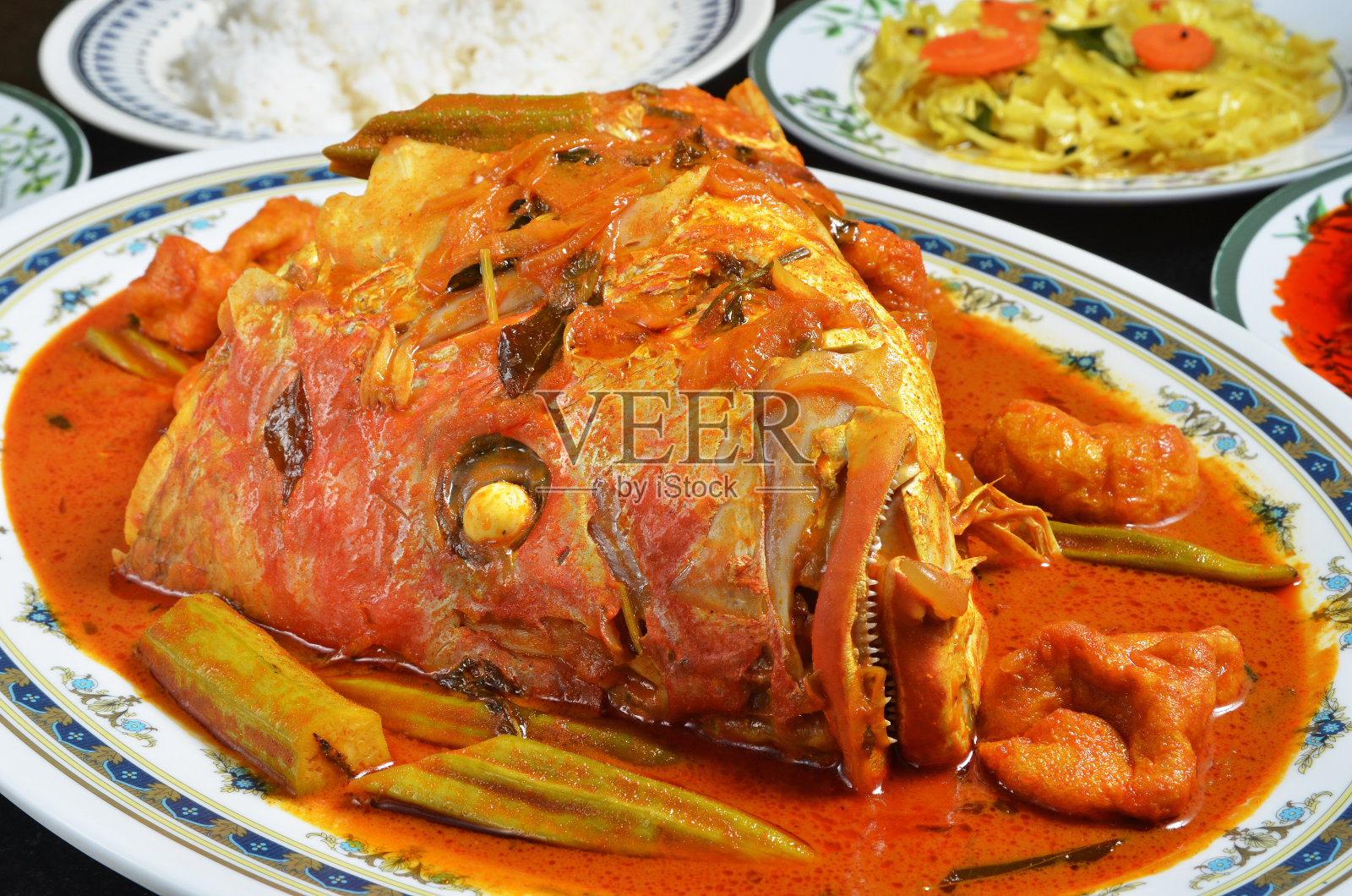 咖喱鱼头照片摄影图片