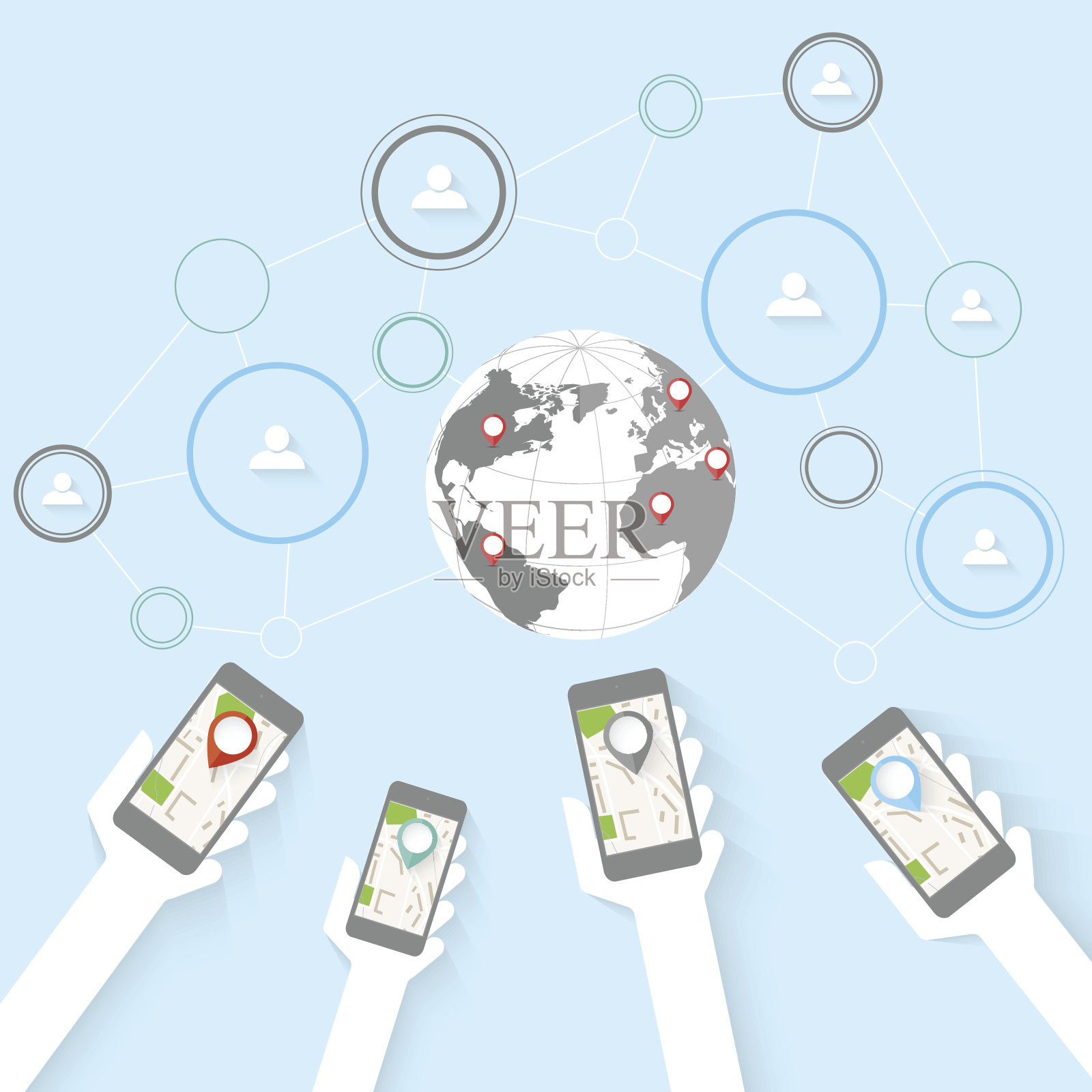 用手抽象网络概念插画图片素材