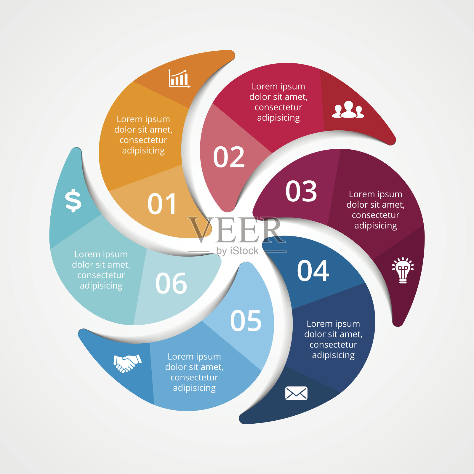 商圈信息图、图表、展示。6个选项。插画图片素材