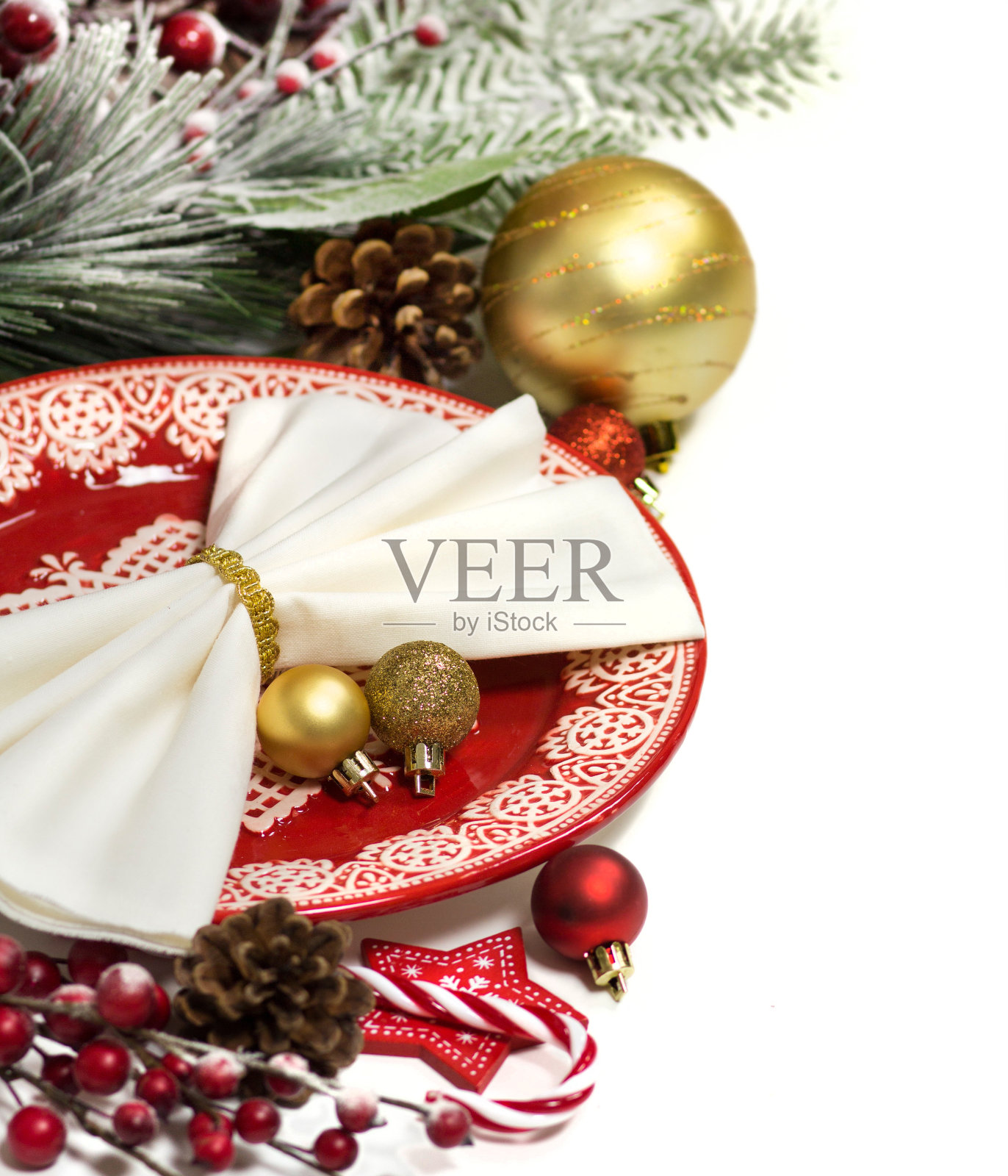 圣诞餐桌布置照片摄影图片