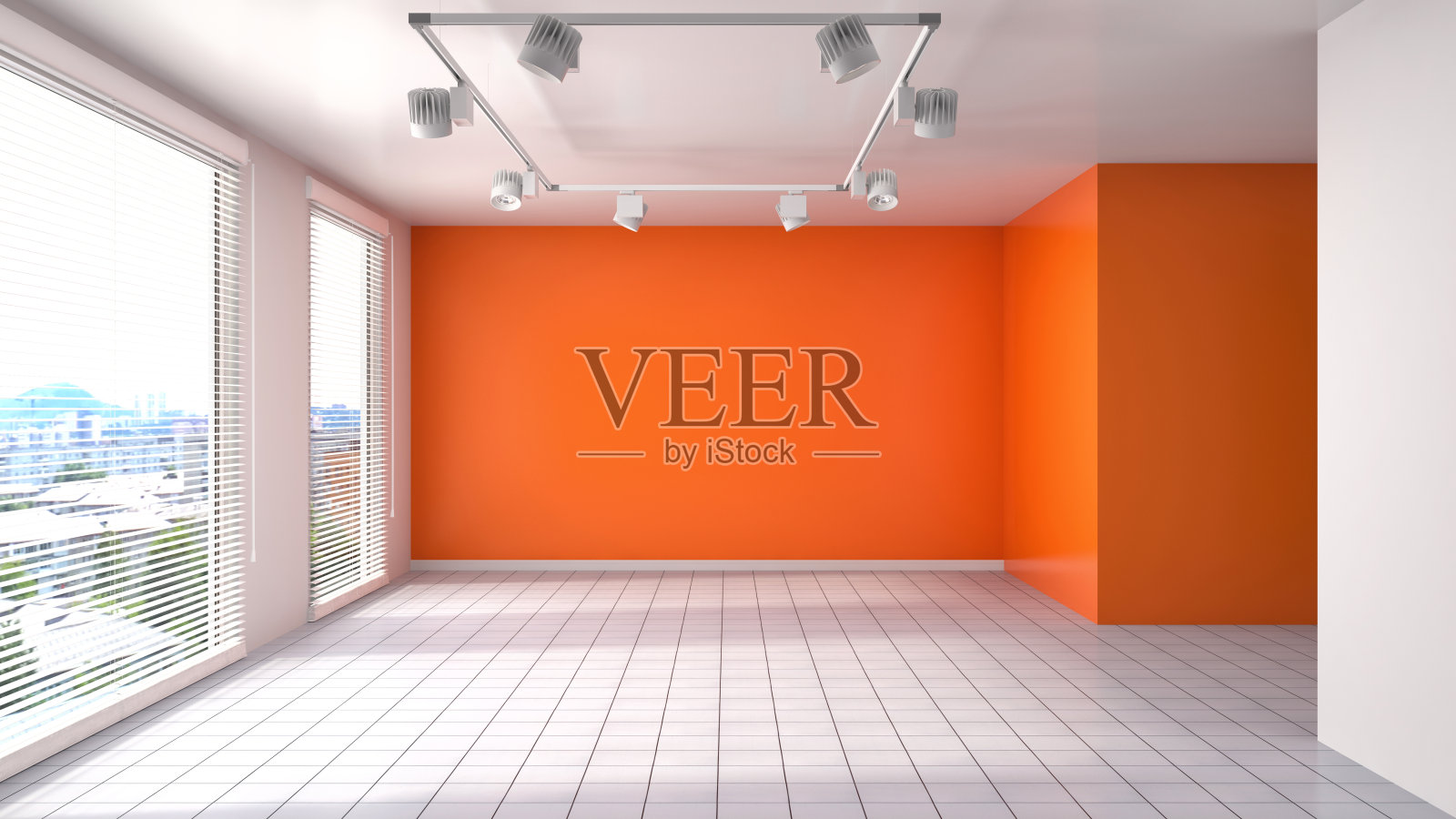 内部有大窗户。三维演示照片摄影图片