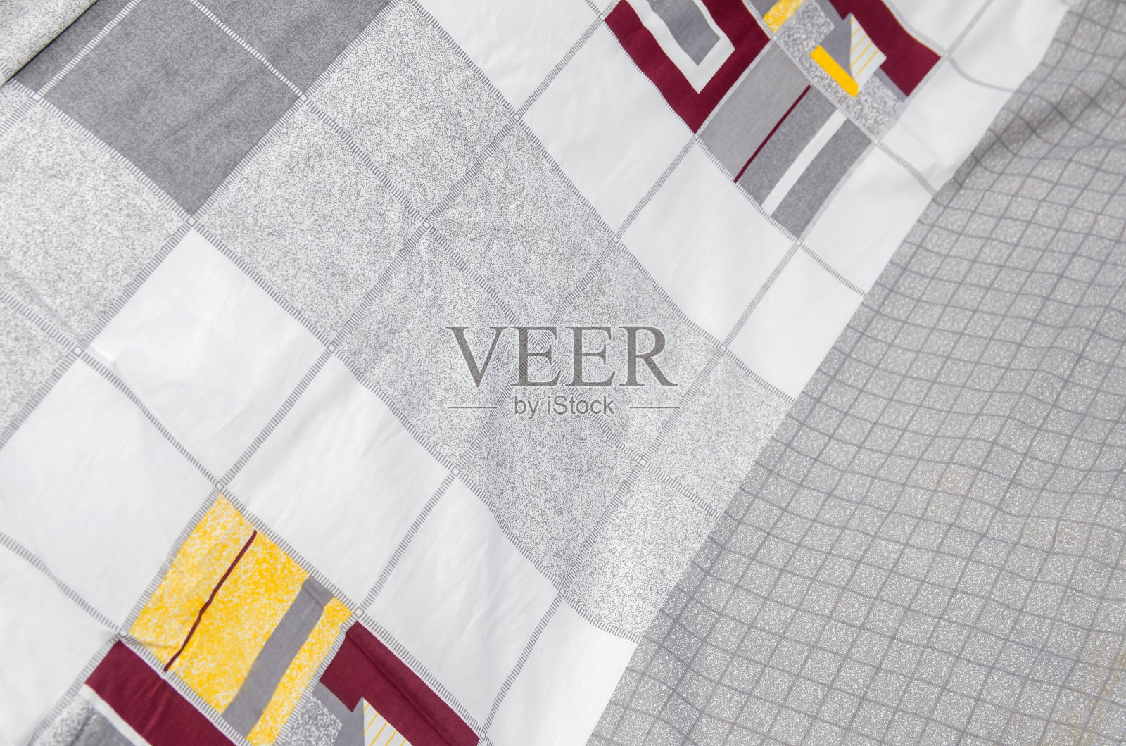 灰色格子织物作为背景。纺织品照片摄影图片